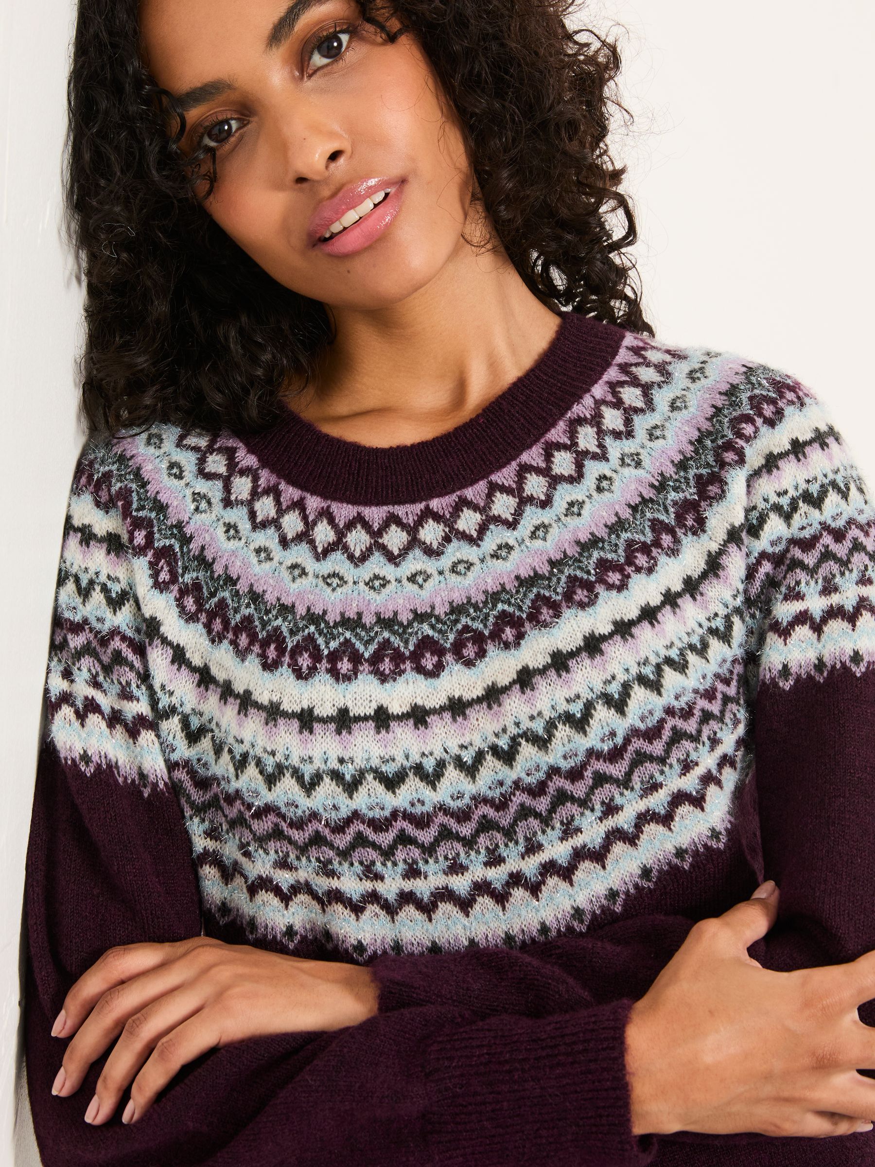 Franki Purple Fairisle Knitted Crew - Image 3 of 5