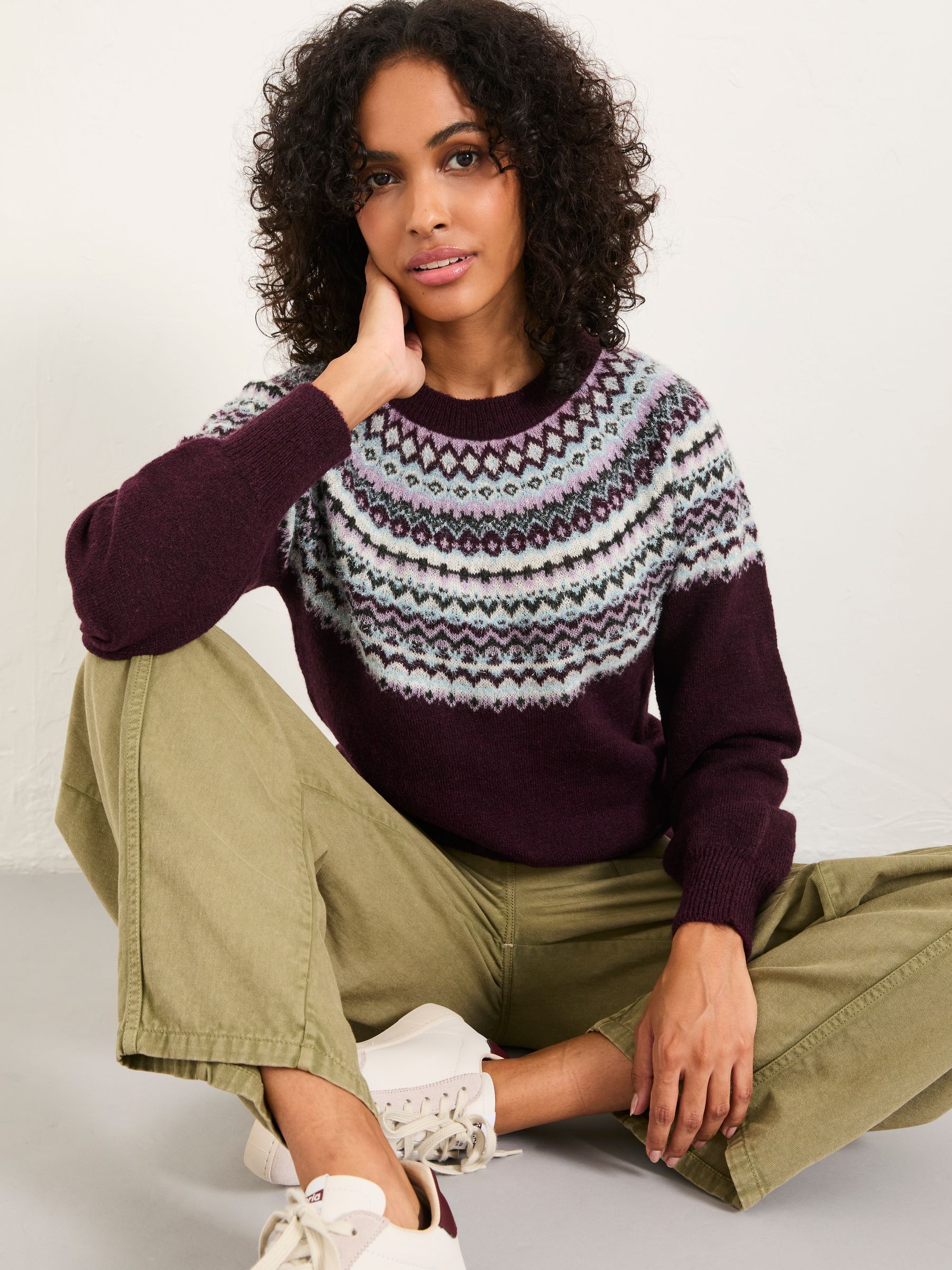 Franki Purple Fairisle Knitted Crew - Image 4 of 5