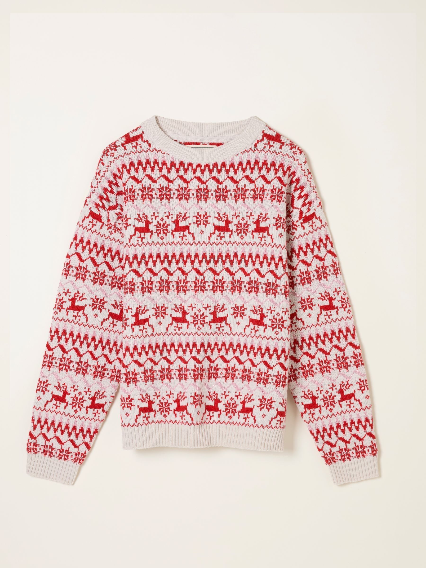 Renee Red Reindeer Fairisle Knitted Crew Jumper - Image 5 of 5