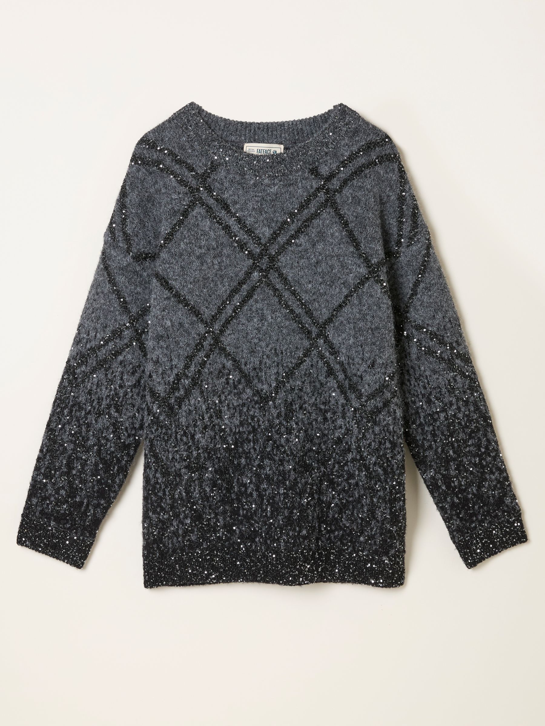 Grey Sequin Knitted Fluffy Jumper - Image 5 of 5