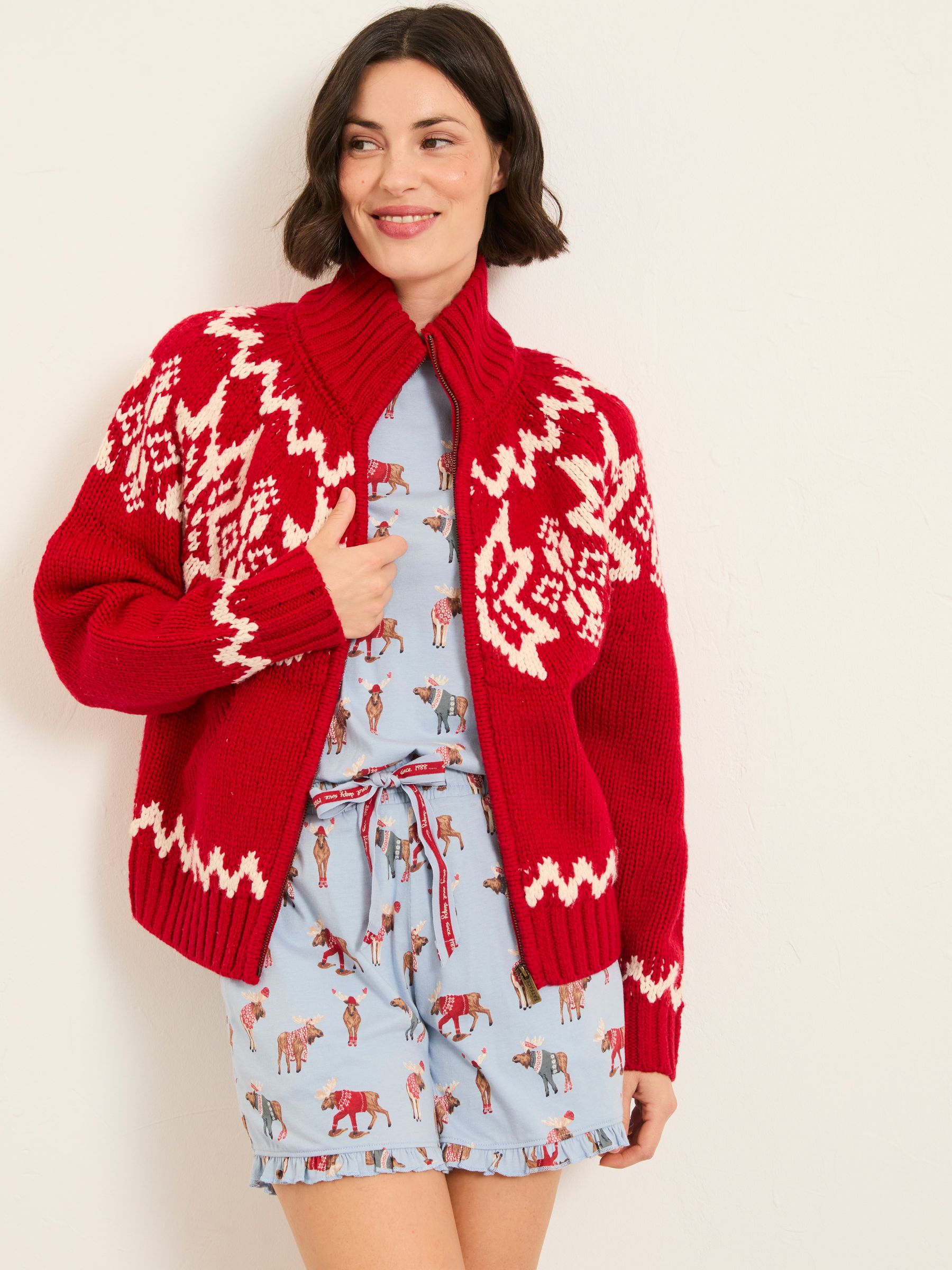 Red Shelter Knitted Zip Through Cardigan - Image 1 of 6