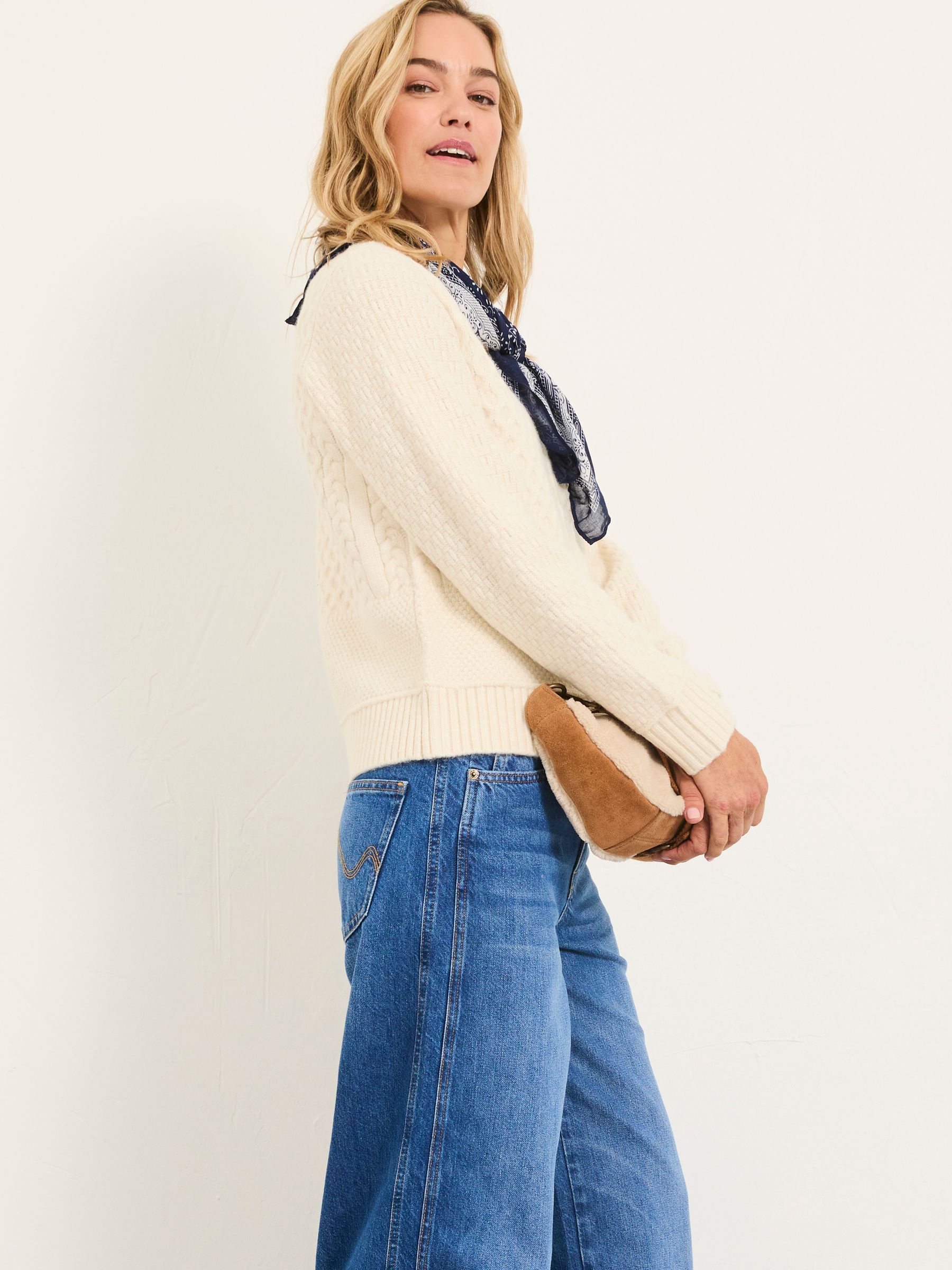 Ivory Spliced Cable Knitted Jumper - Image 2 of 6 Ivory Spliced Cable Knitted Jumper - Image 2 of 6