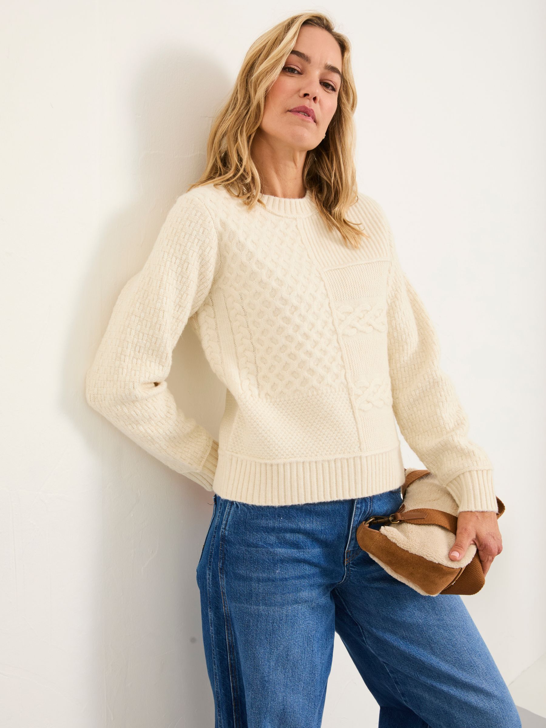 Ivory Spliced Cable Knitted Jumper - Image 4 of 6