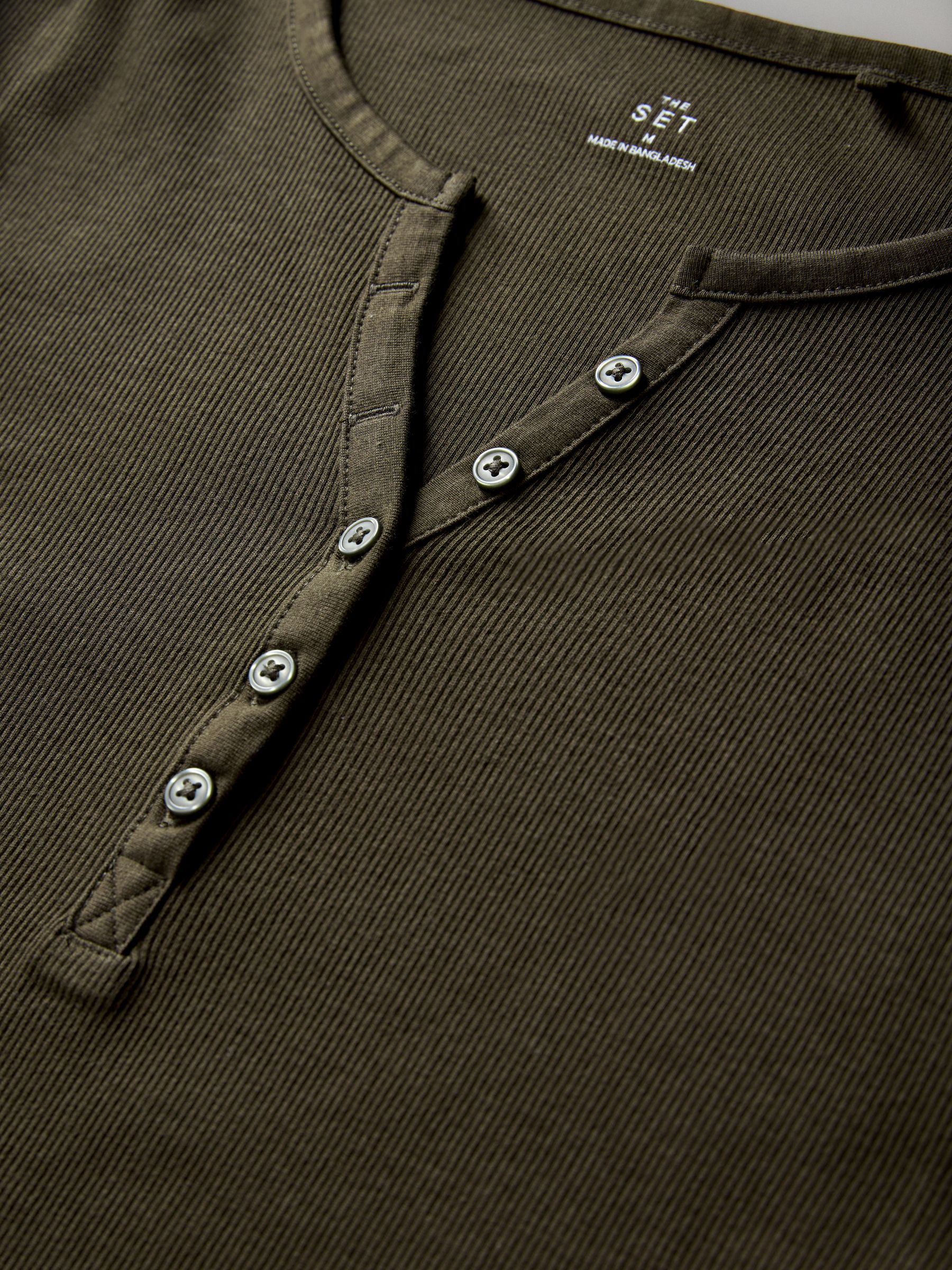 Multi 4 Pack Ribbed Henley Long Sleeve T-Shirts - Image 6 of 6