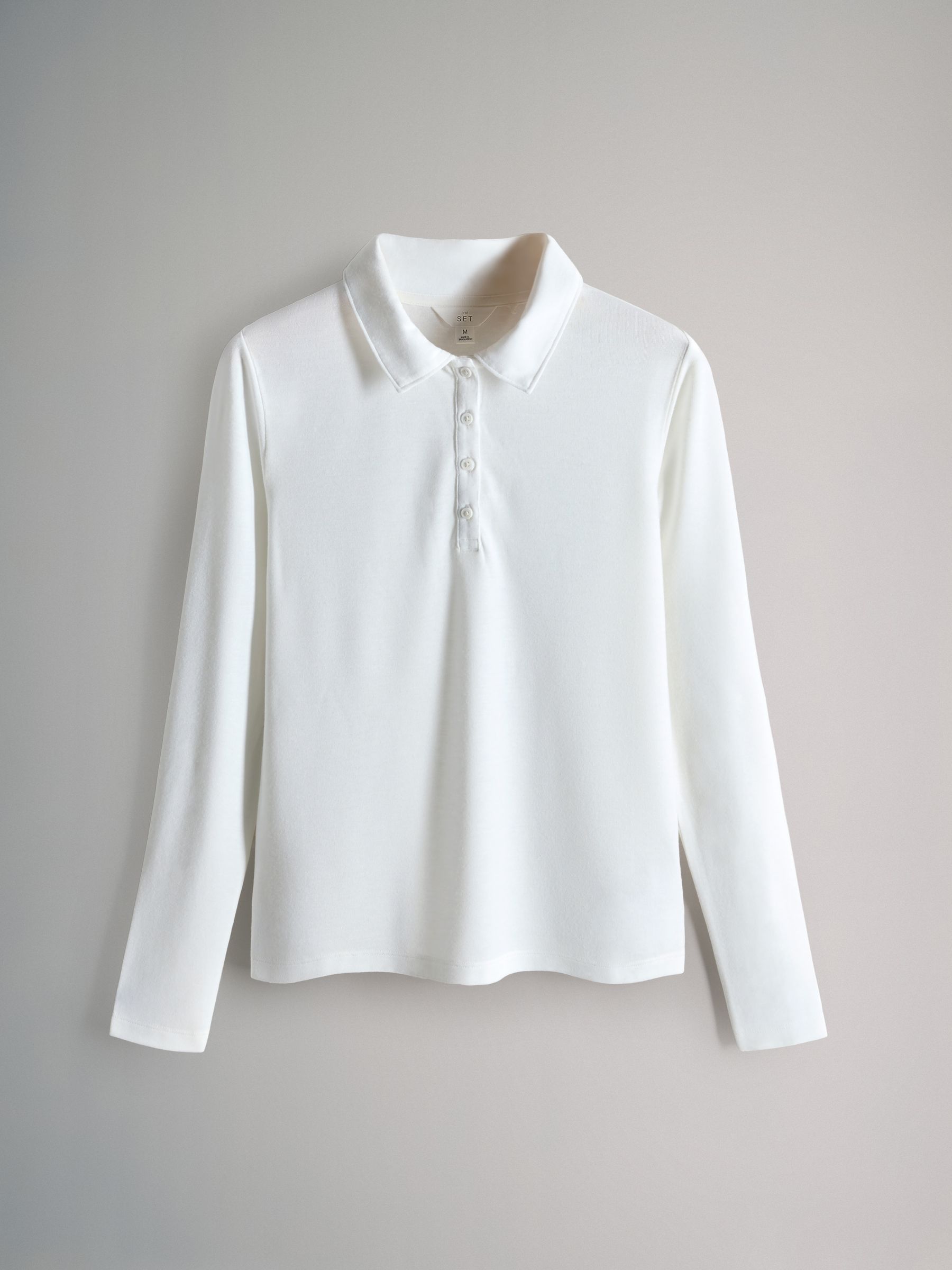 Brown/Pink/Cream - 3 Pack Long Sleeve 100% Cotton Slub Polo T-Shirts - Image 2 of 6