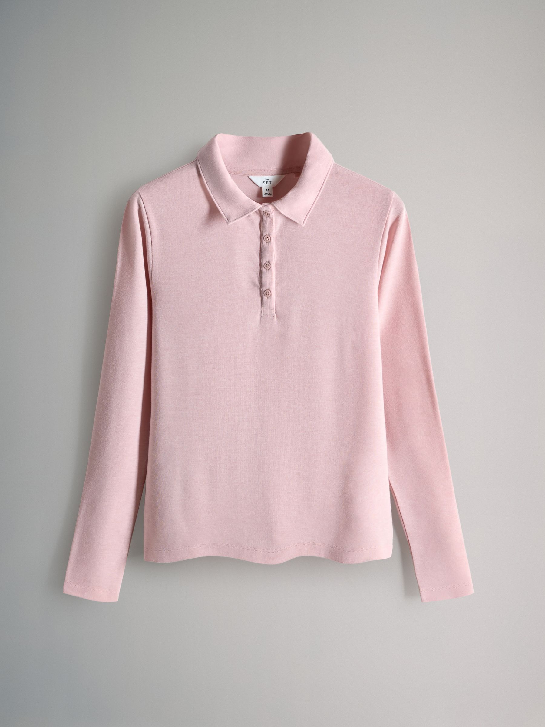 Brown/Pink/Cream - 3 Pack Long Sleeve 100% Cotton Slub Polo T-Shirts - Image 4 of 6