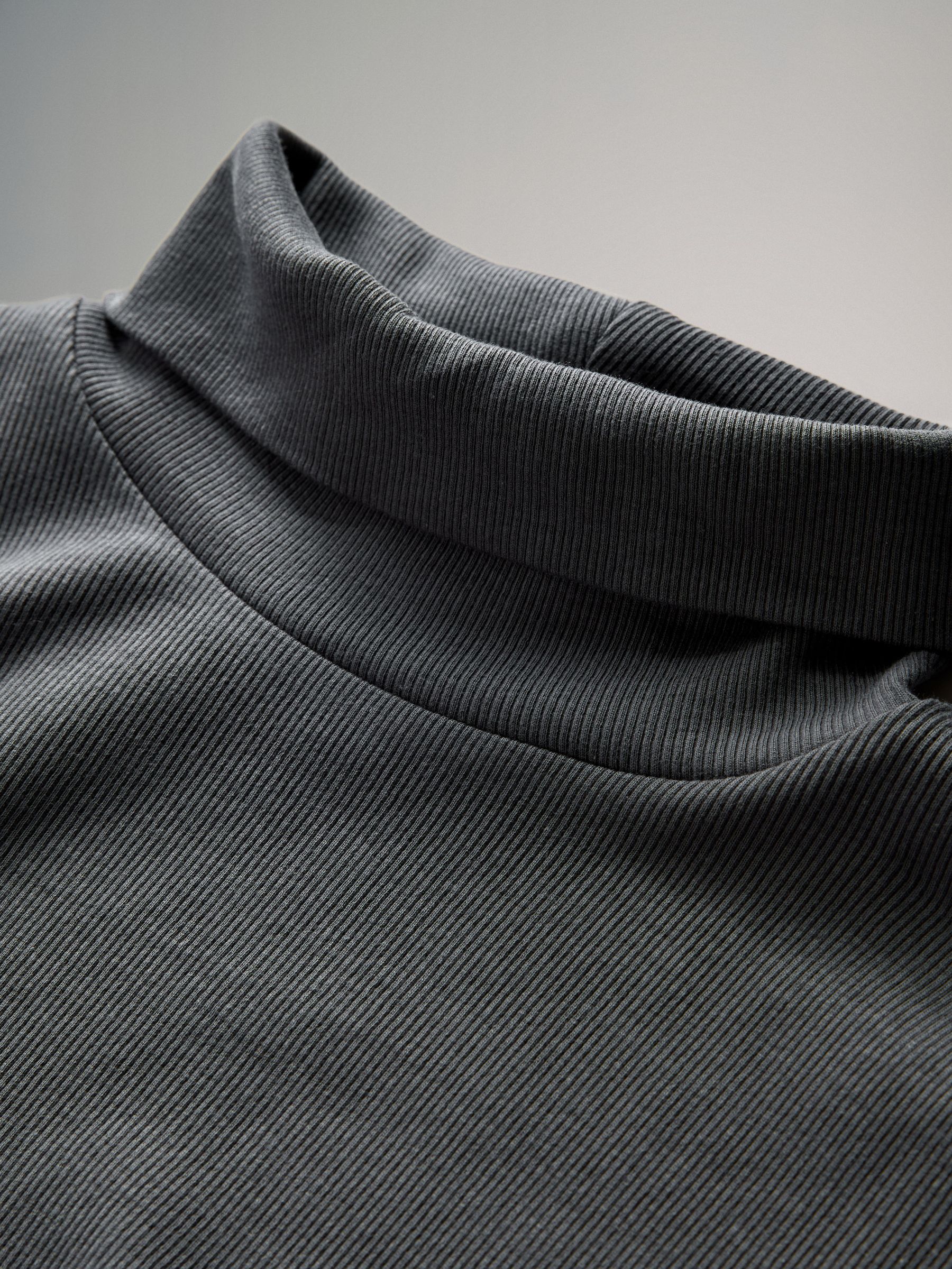 Black/Charcoal/Grey 3 Pack Long Sleeve Ribbed Roll Neck T-Shirts - Image 6 of 6