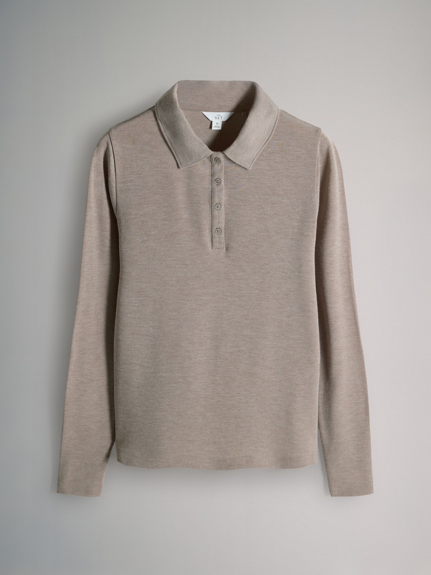 Black/Brown/Taupe - 3 Pack Long Sleeve 100% Cotton Slub Polo T-Shirts - Image 2 of 6