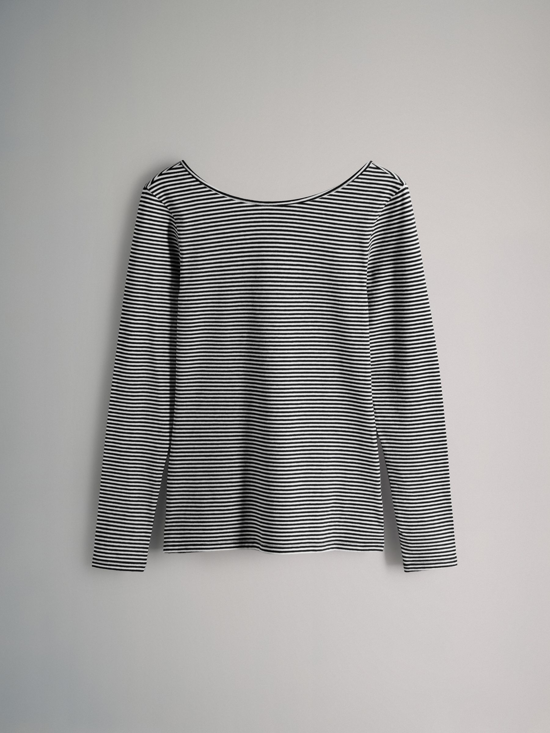 Black/Charcoal Grey/Stripe/White - 4 Pack Scoop Back Long Sleeved T-Shirts - Image 10 of 12