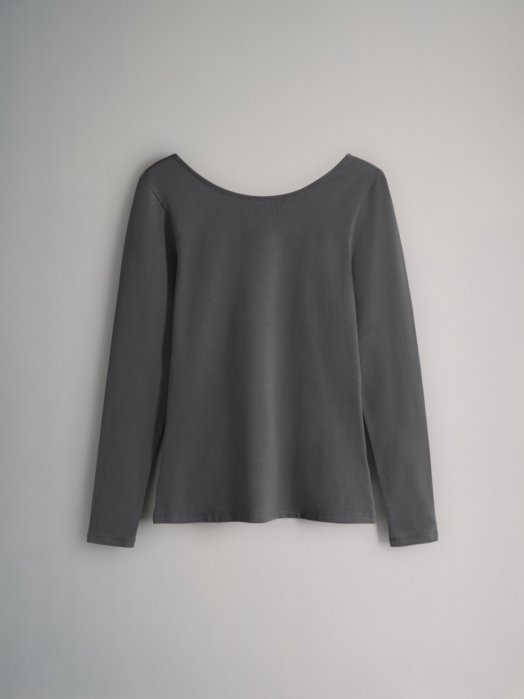 Black/Charcoal Grey/Stripe/White - 4 Pack Scoop Back Long Sleeved T-Shirts - Image 8 of 12