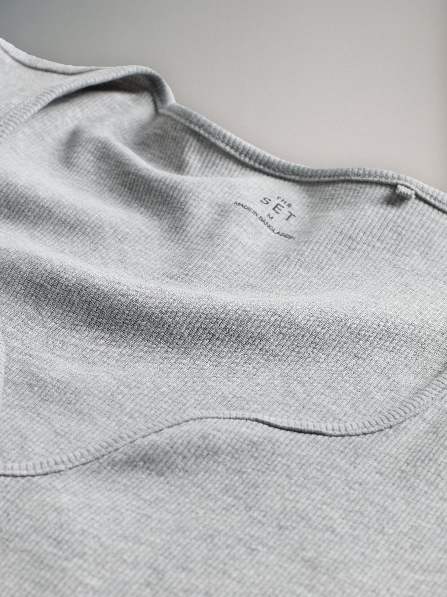 Black/Taupe Brown/Grey Marl 3 Pack Sweetheart Neckline Long Sleeve Rib T-Shirts - Image 6 of 6