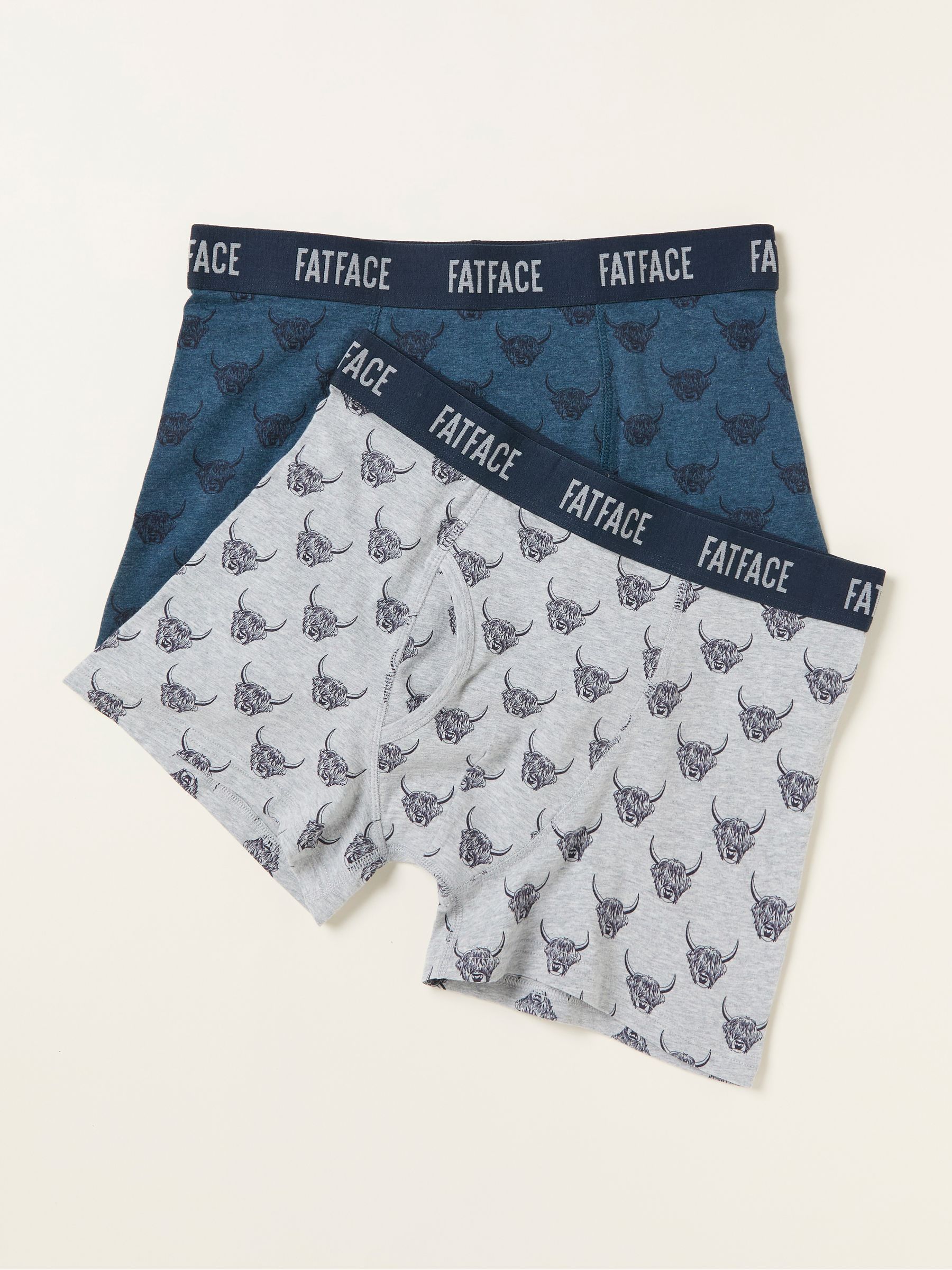 Teal Blue 2 Pack of Highland Cow Boxers - Image 1 of 2