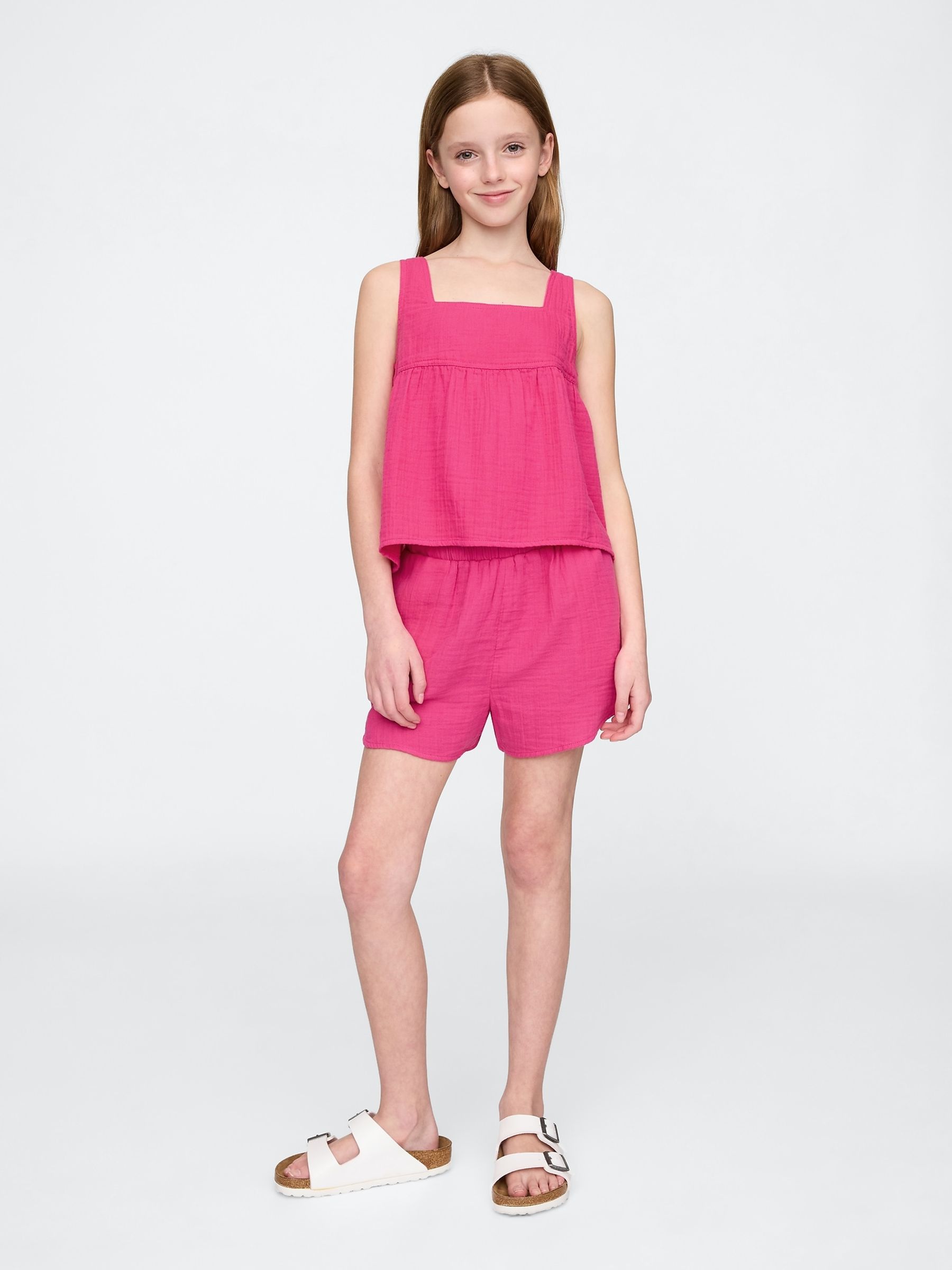Pink Crinkle Gauze Swing Top (4-13yrs) - Image 3 of 5