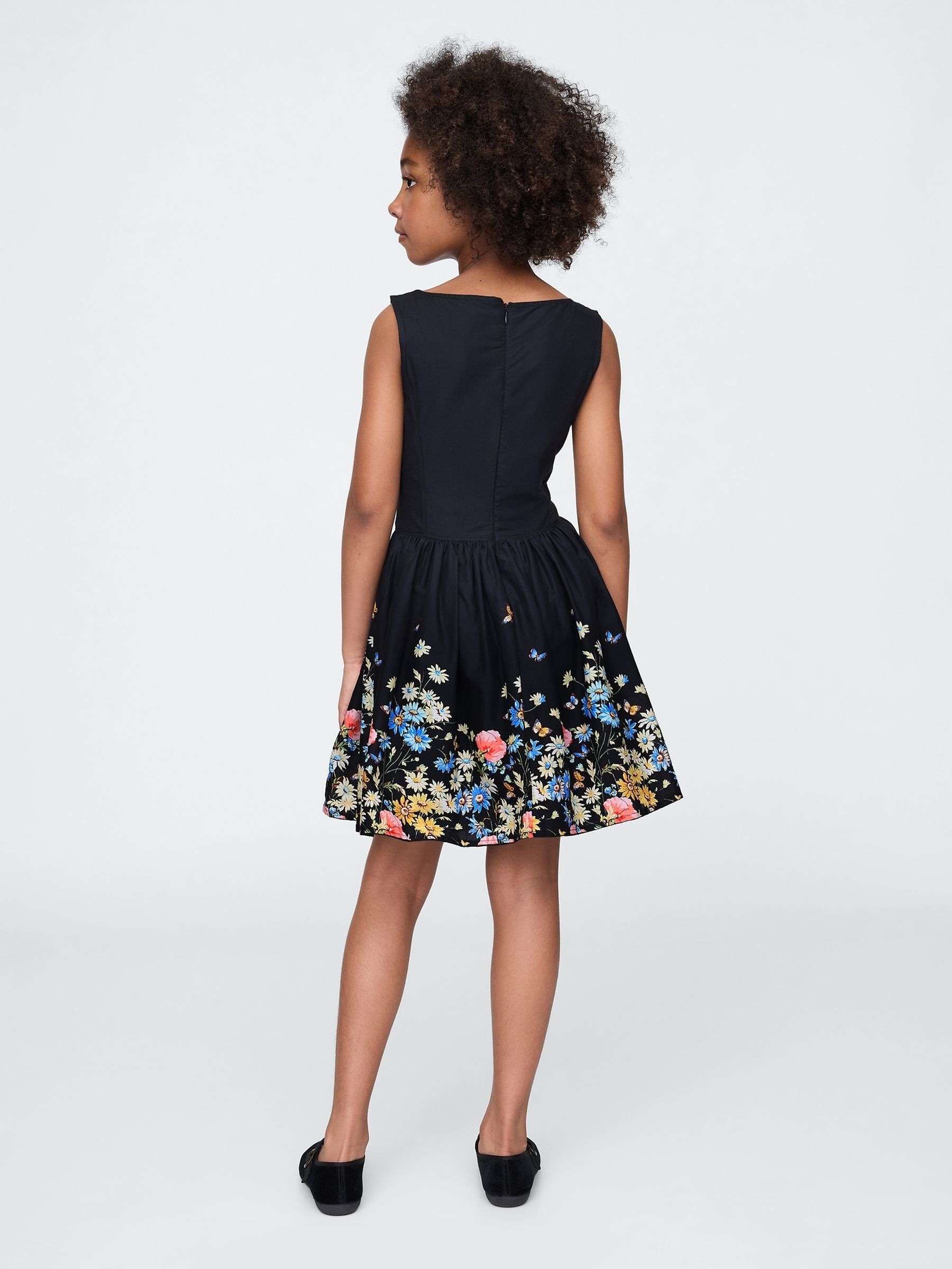 Black Linen-Cotton Floral Dress (4-13yrs). - Image 2 of 4