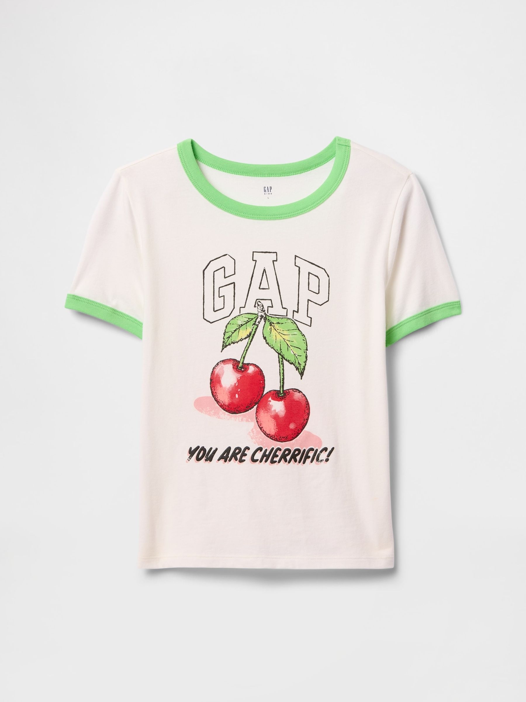 White Cherry Logo Ringer T-Shirt (4-13yrs) - Image 1 of 1
