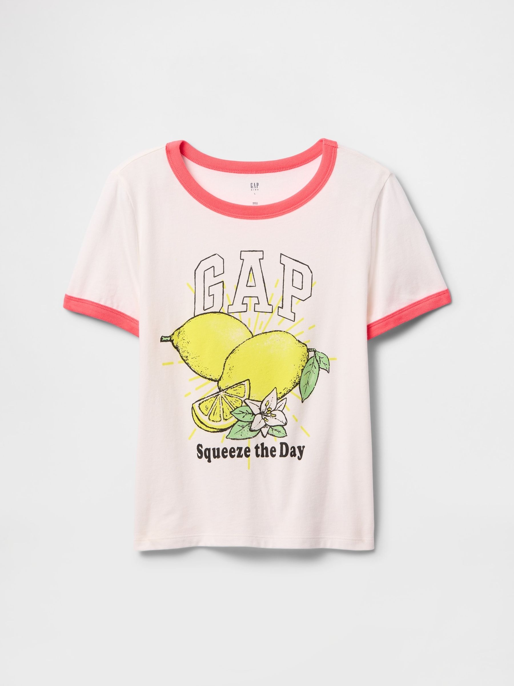 White Lemon Logo Ringer T-Shirt (4-13yrs) - Image 1 of 1