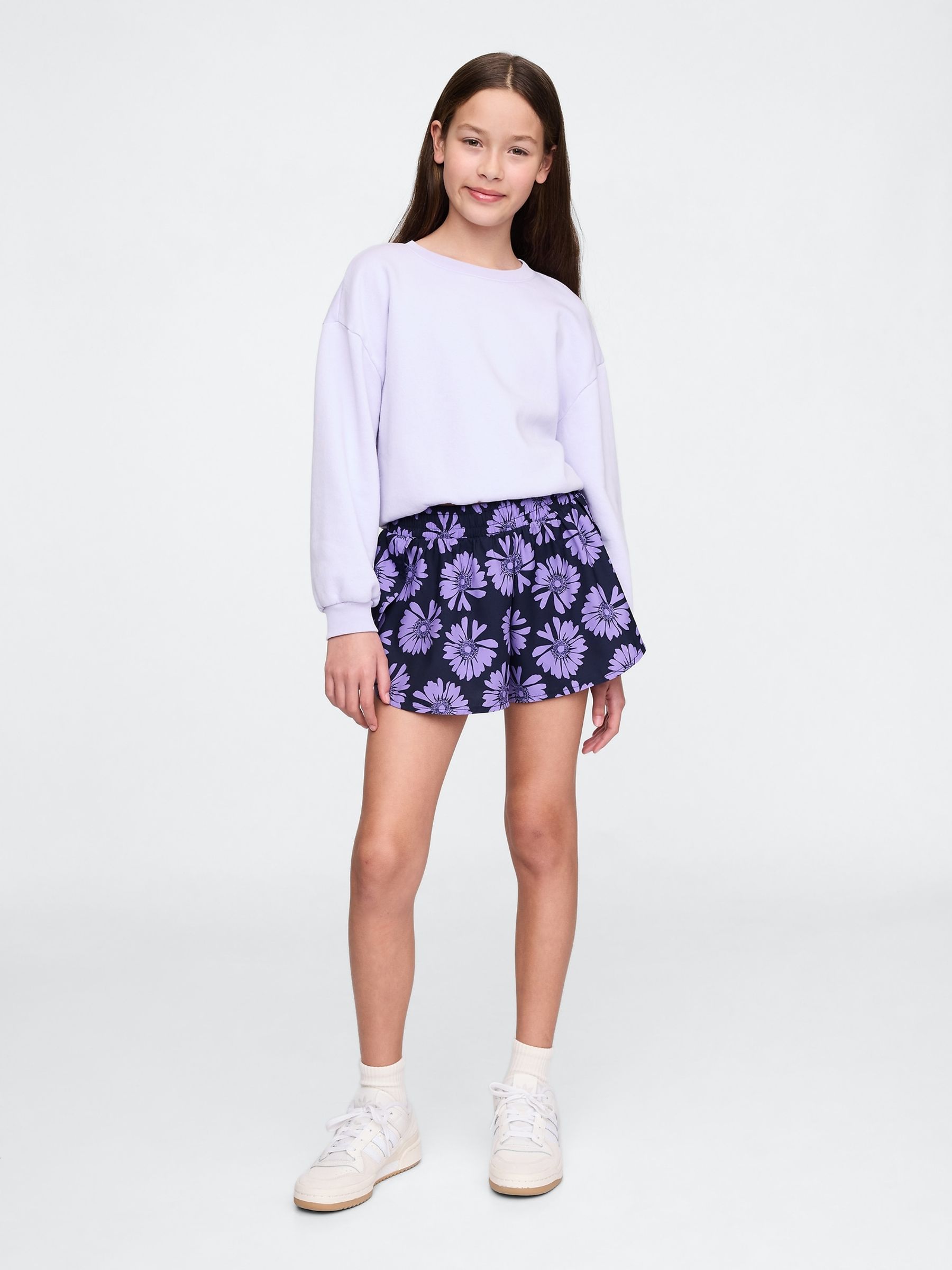 Purple Floral Flutter Shorts (4-13yrs) - Image 3 of 5