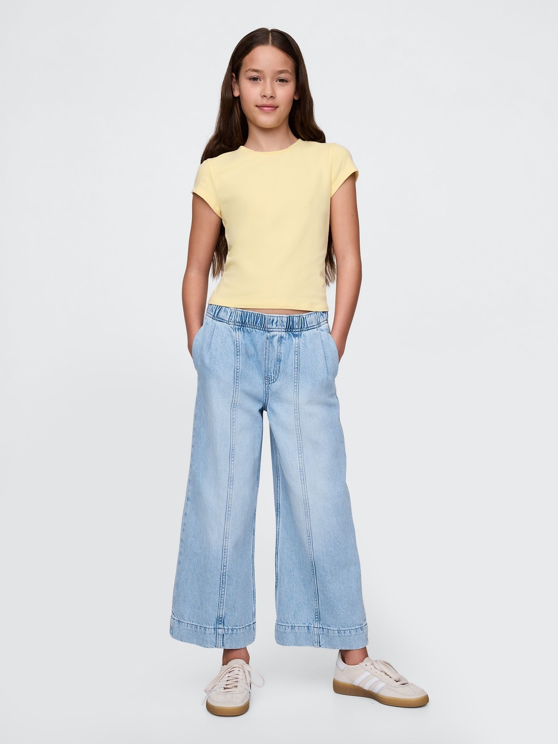 Blue High Waisted Stride Wide-Leg Ankle Jeans (4-13yrs) - Image 3 of 5
