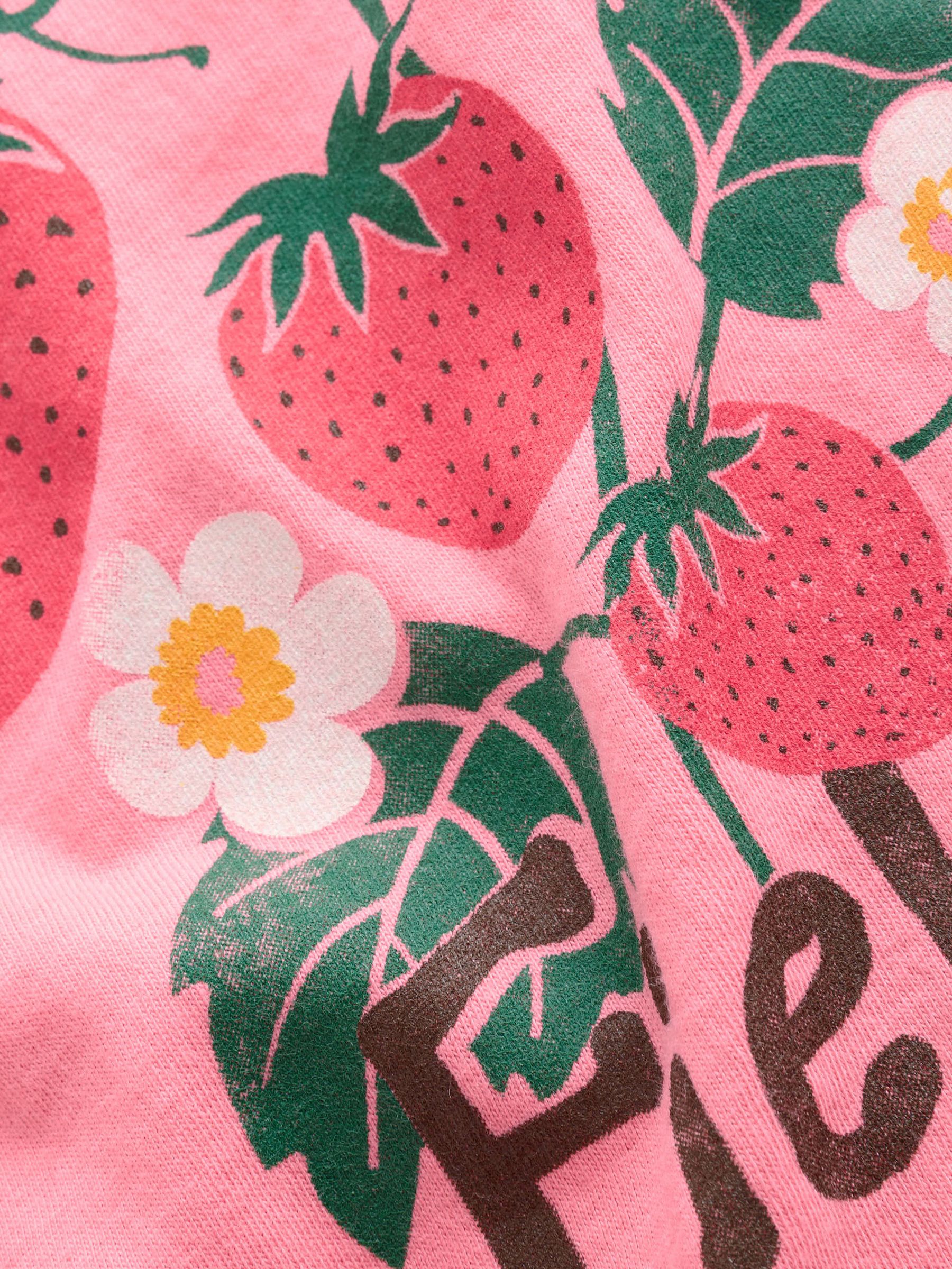 Pink Strawberry Short Sleeve Crew Neck Graphic T-Shirt (4-13yrs) - Image 4 of 4