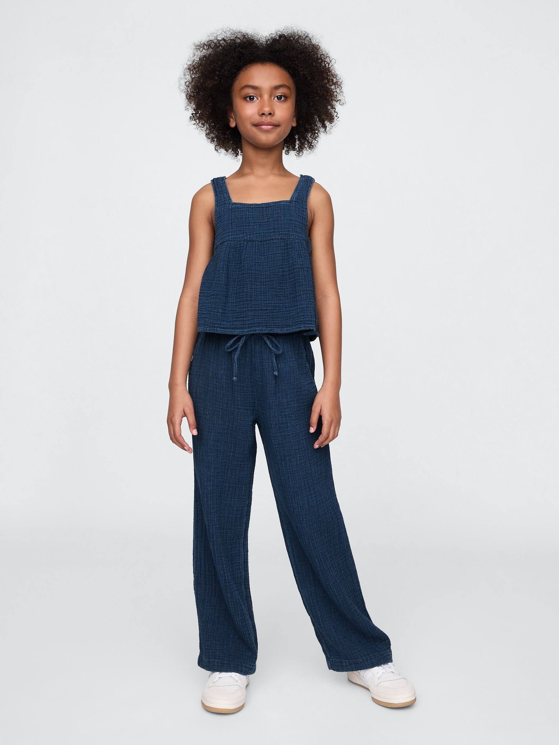 Blue Crinkle Gauze Denim Baggy Pull On Trousers (4-13yrs) - Image 3 of 5