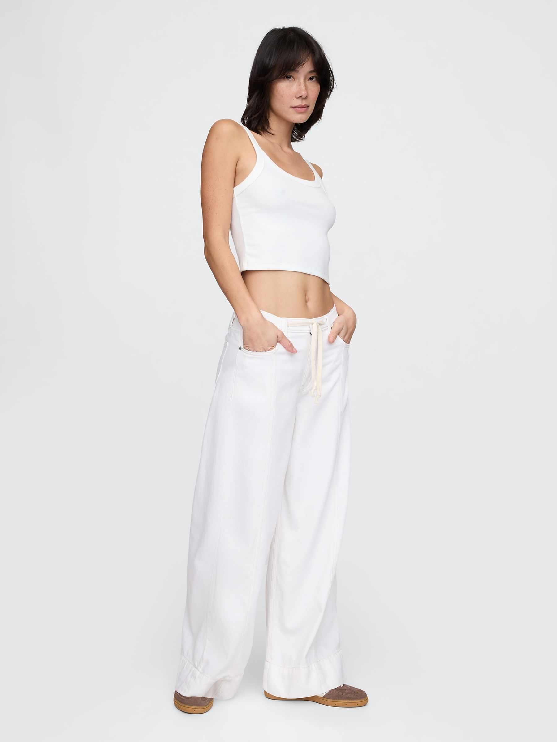 White Mid Rise Soft Baggy Jeans - Image 4 of 6