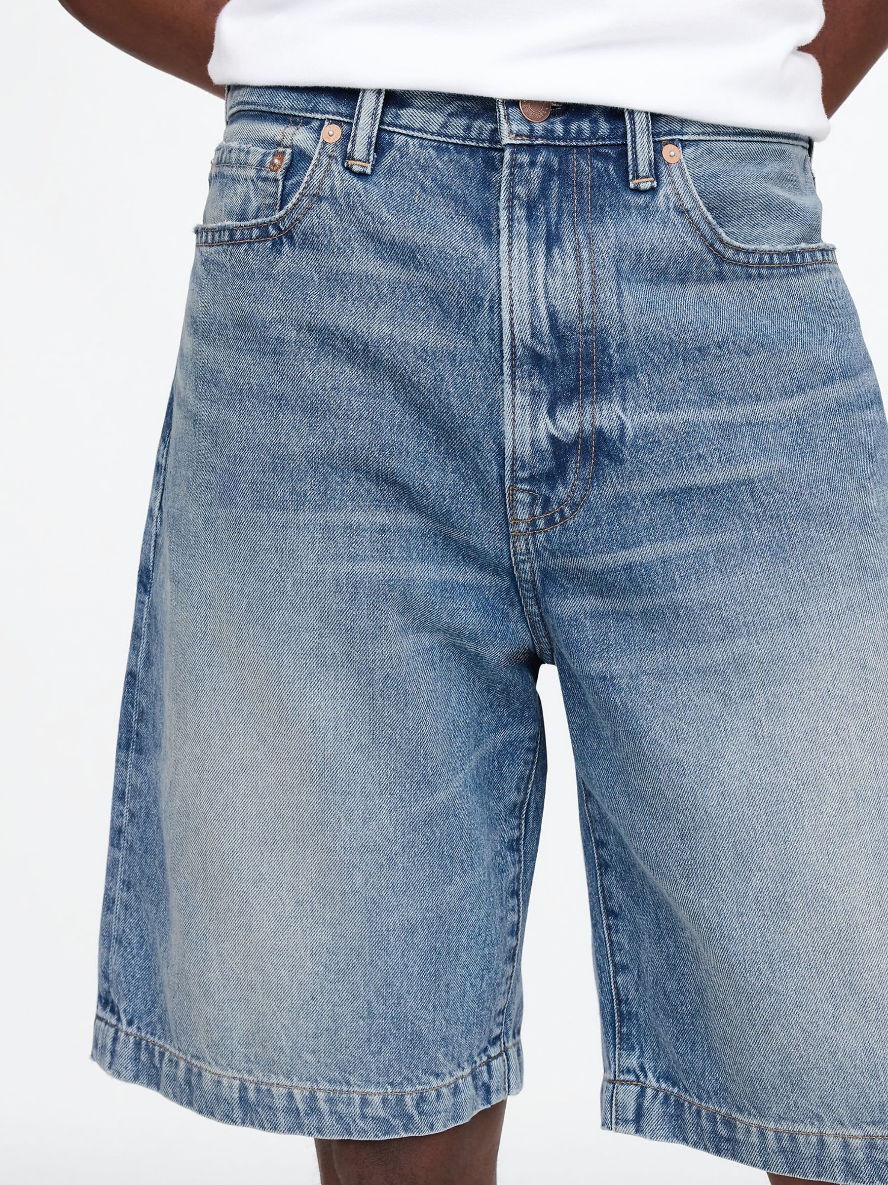 Blue 90s Loose Denim Shorts - Image 5 of 6