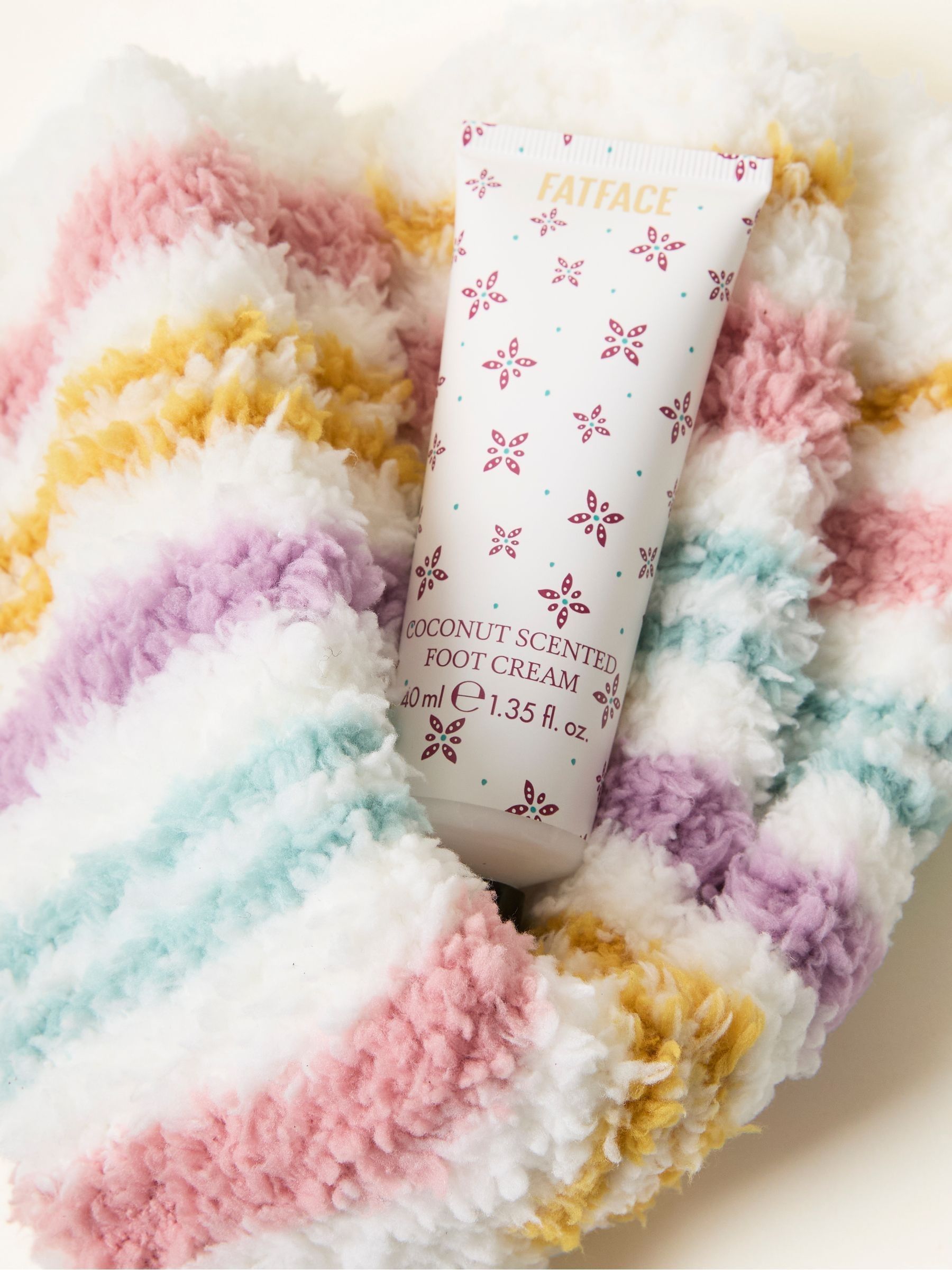 Multi Coconut Foot Cream and Stripe Cosy Sock Gift Set - Image 3 of 3
