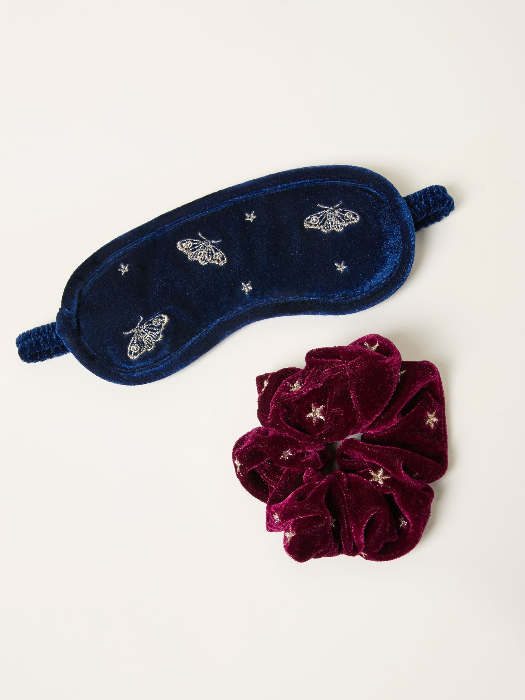 Multi Embroidered Moth Eye Mask and Star Scrunchie Gift Set - Image 2 of 3