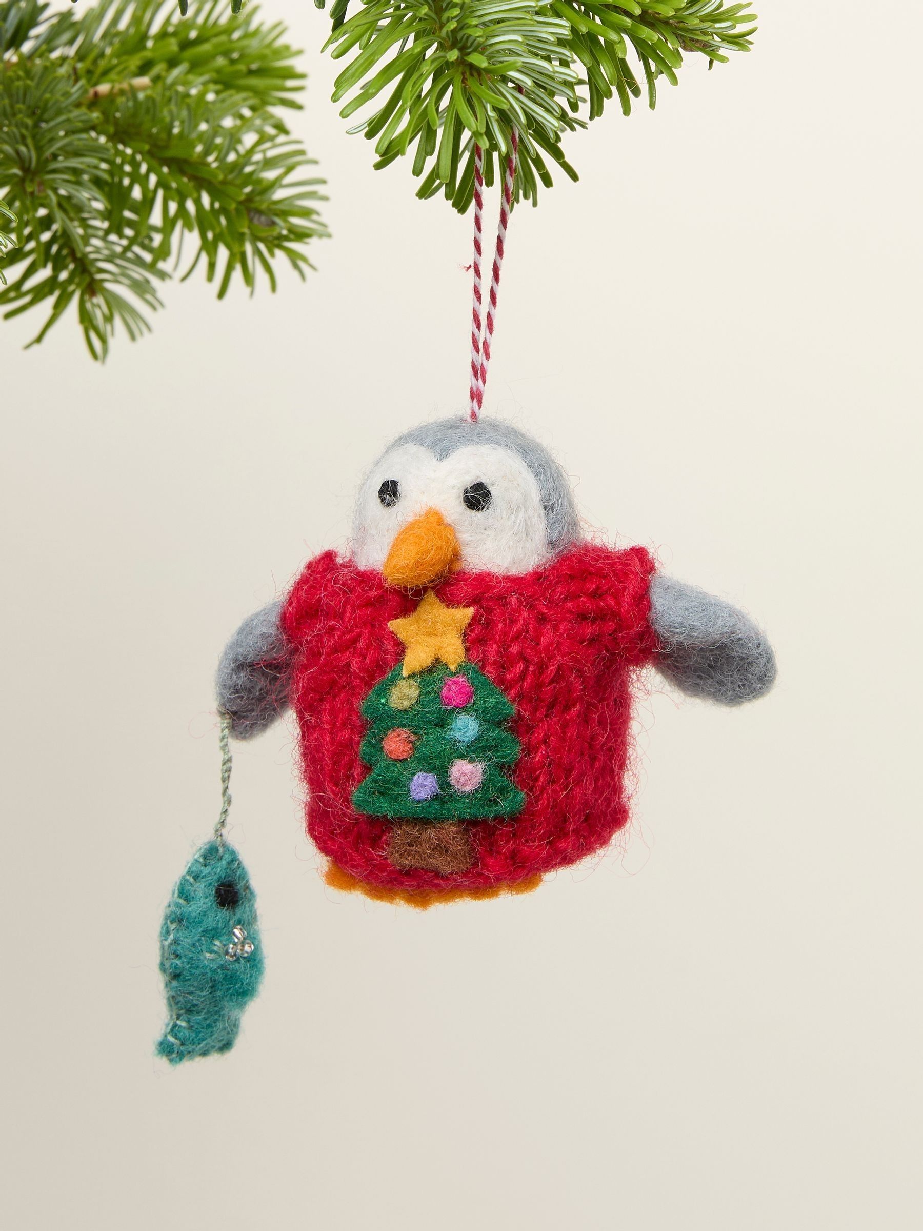 Grey Christmas Penguin Felt Decoration - Image 1 of 2