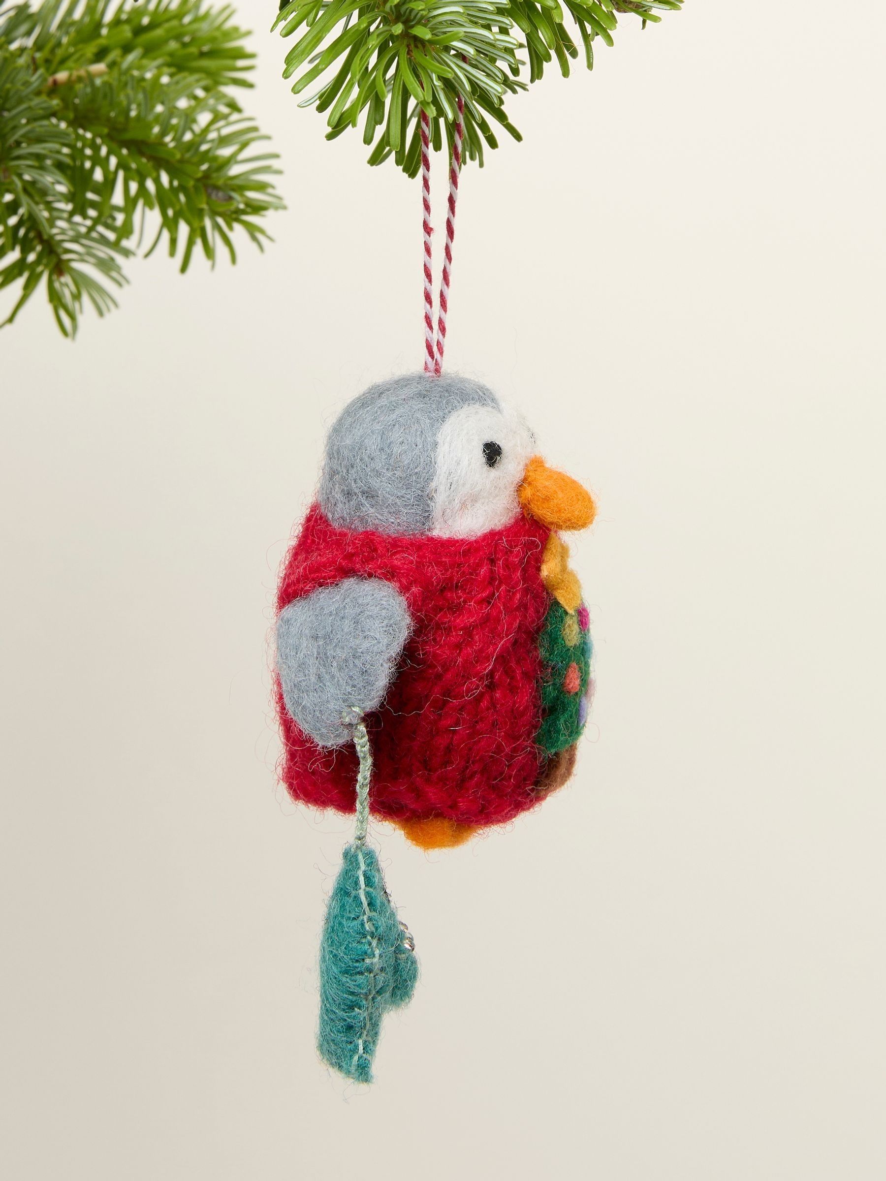 Grey Christmas Penguin Felt Decoration - Image 2 of 2