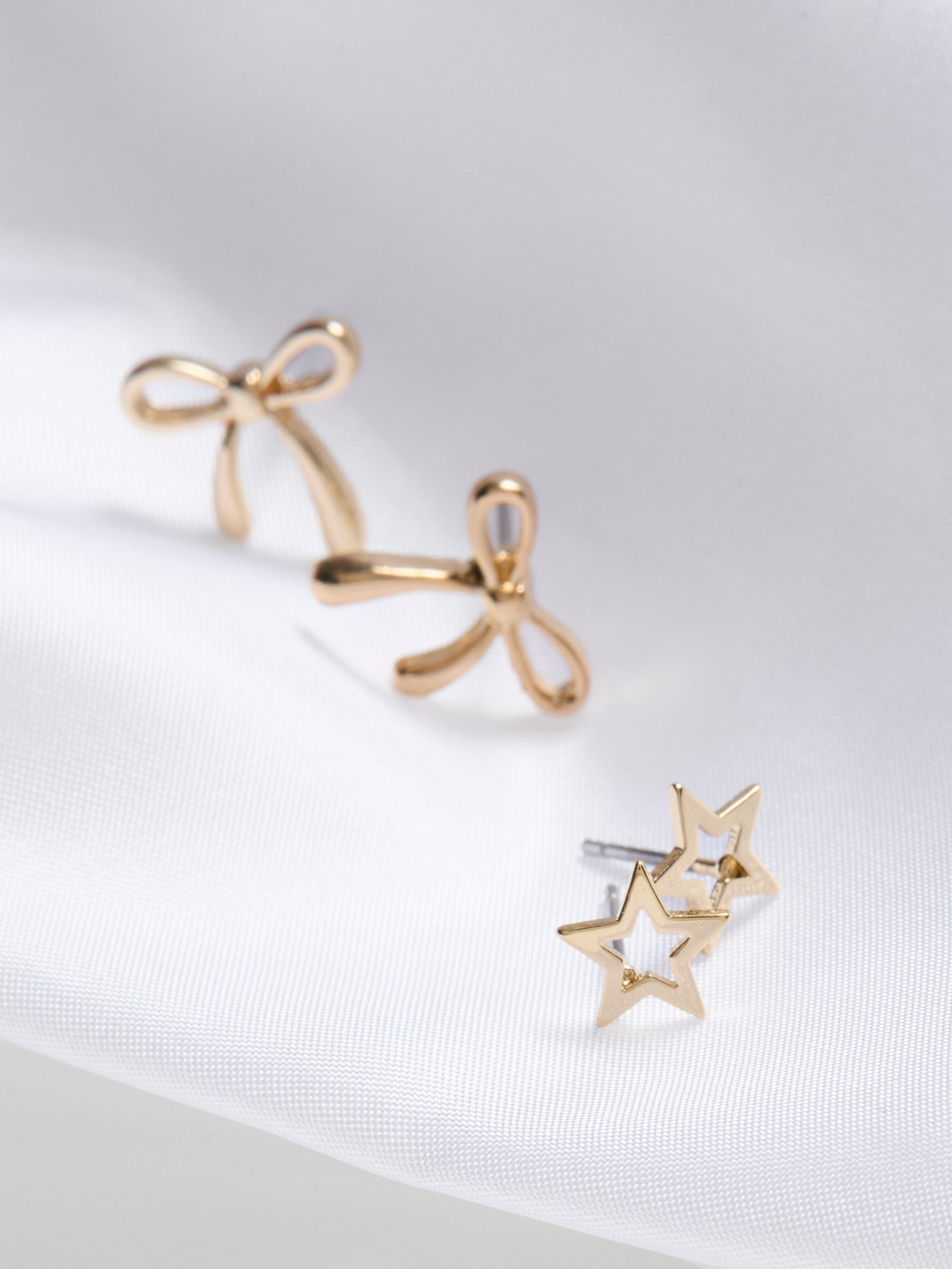 Gold Tone Bow and Star Stud Earring Gift Set - Image 3 of 3