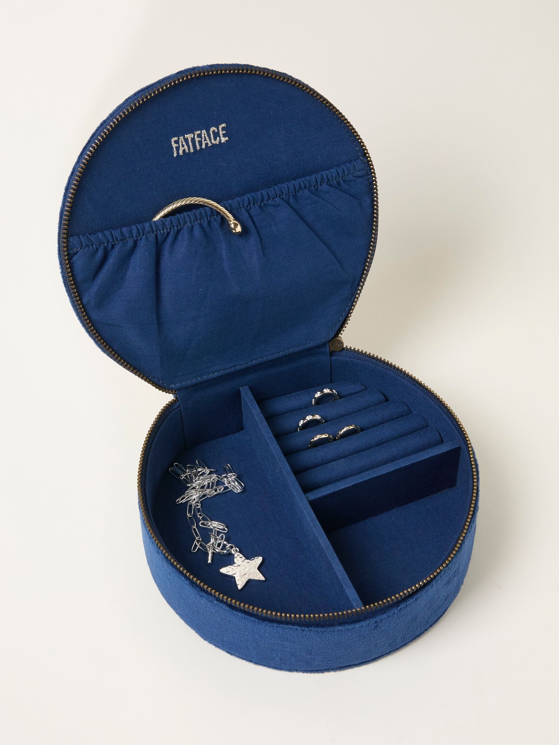 Navy Moth Embroidered Large Jewellery Box - Image 2 of 2 Navy Moth Embroidered Large Jewellery Box - Image 2 of 2