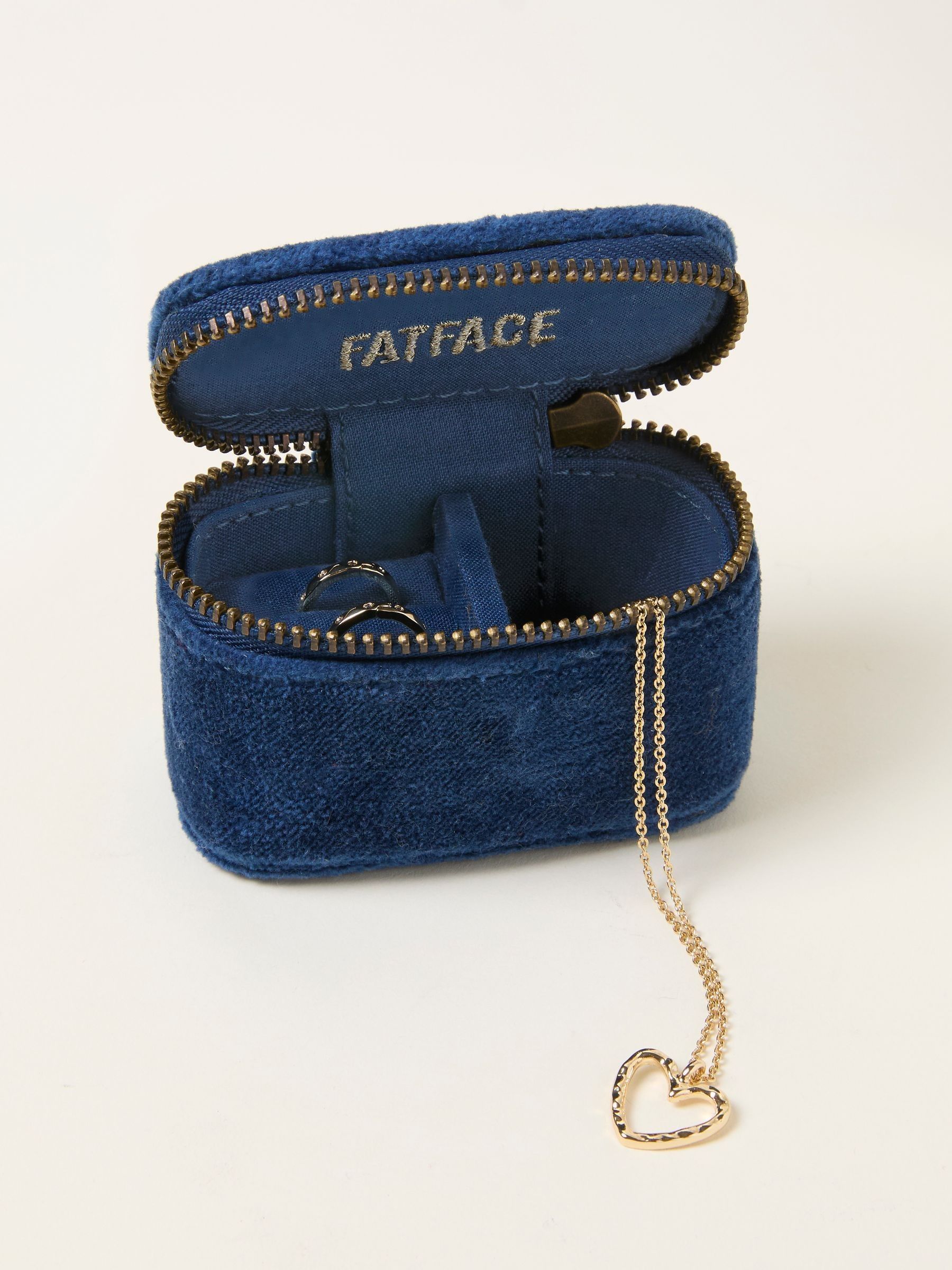 Navy Moon Star Embroidered Mini Jewellery Box - Image 2 of 2 Navy Moon Star Embroidered Mini Jewellery Box - Image 2 of 2