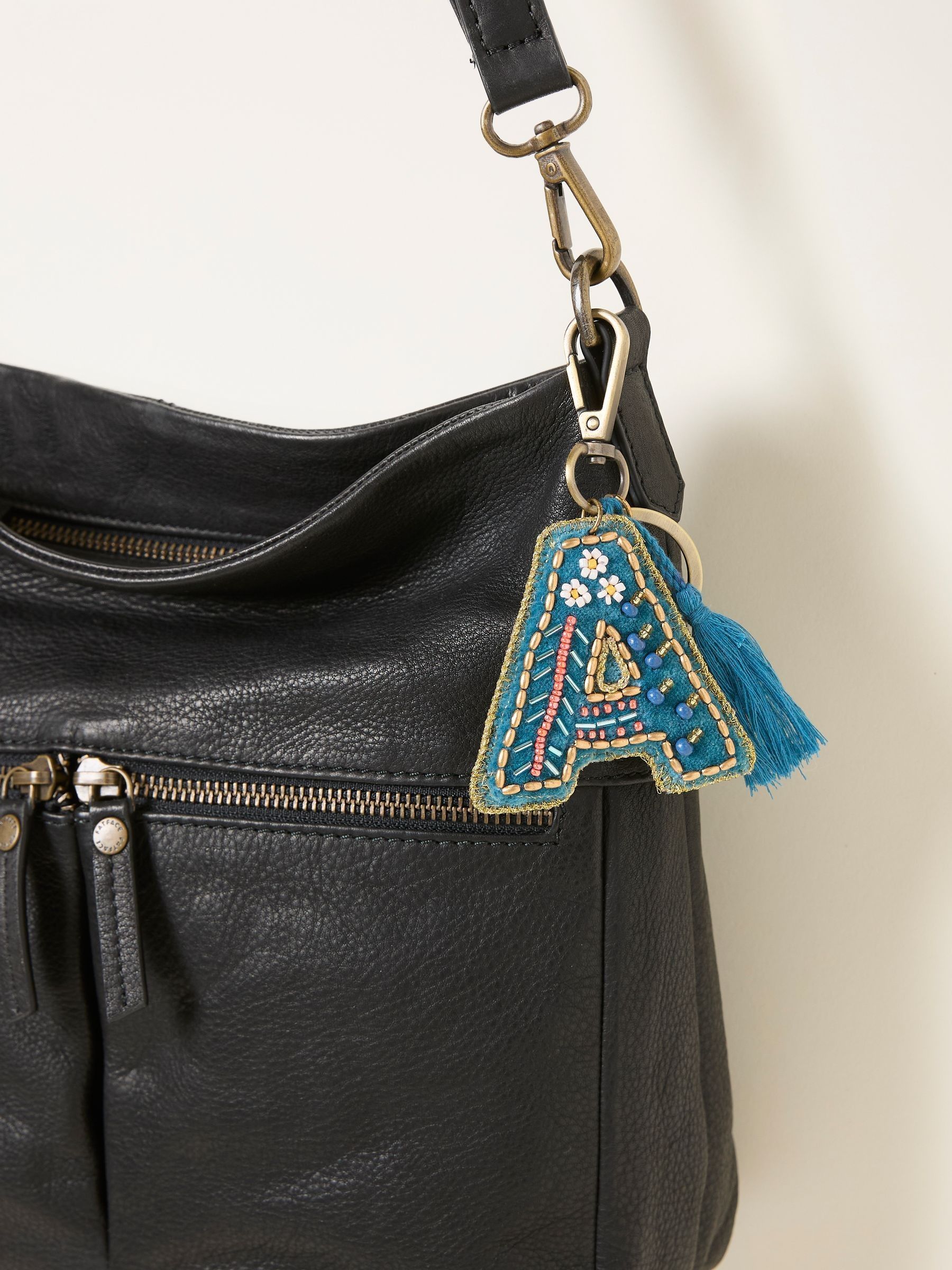 Multi Alphabet Beaded Bag Charm Keyring - Image 2 of 3
