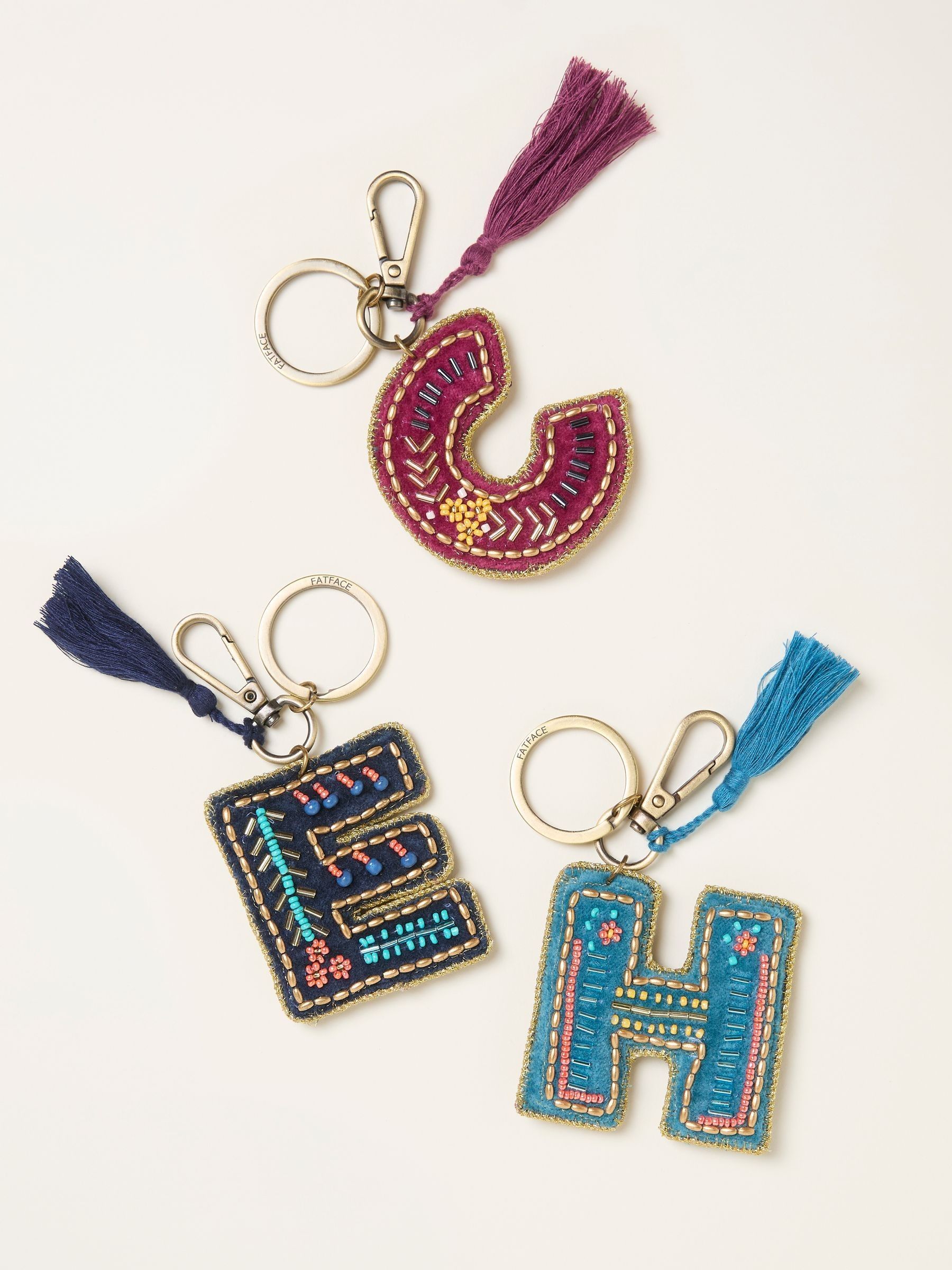 Multi Alphabet Beaded Bag Charm Keyring - Image 3 of 3