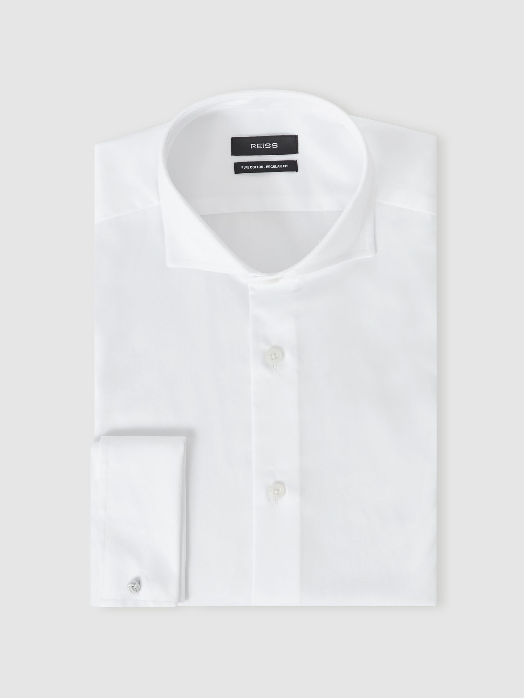 Double-Cuff Two-Fold Cotton Shirt in White - Image 2 of 8