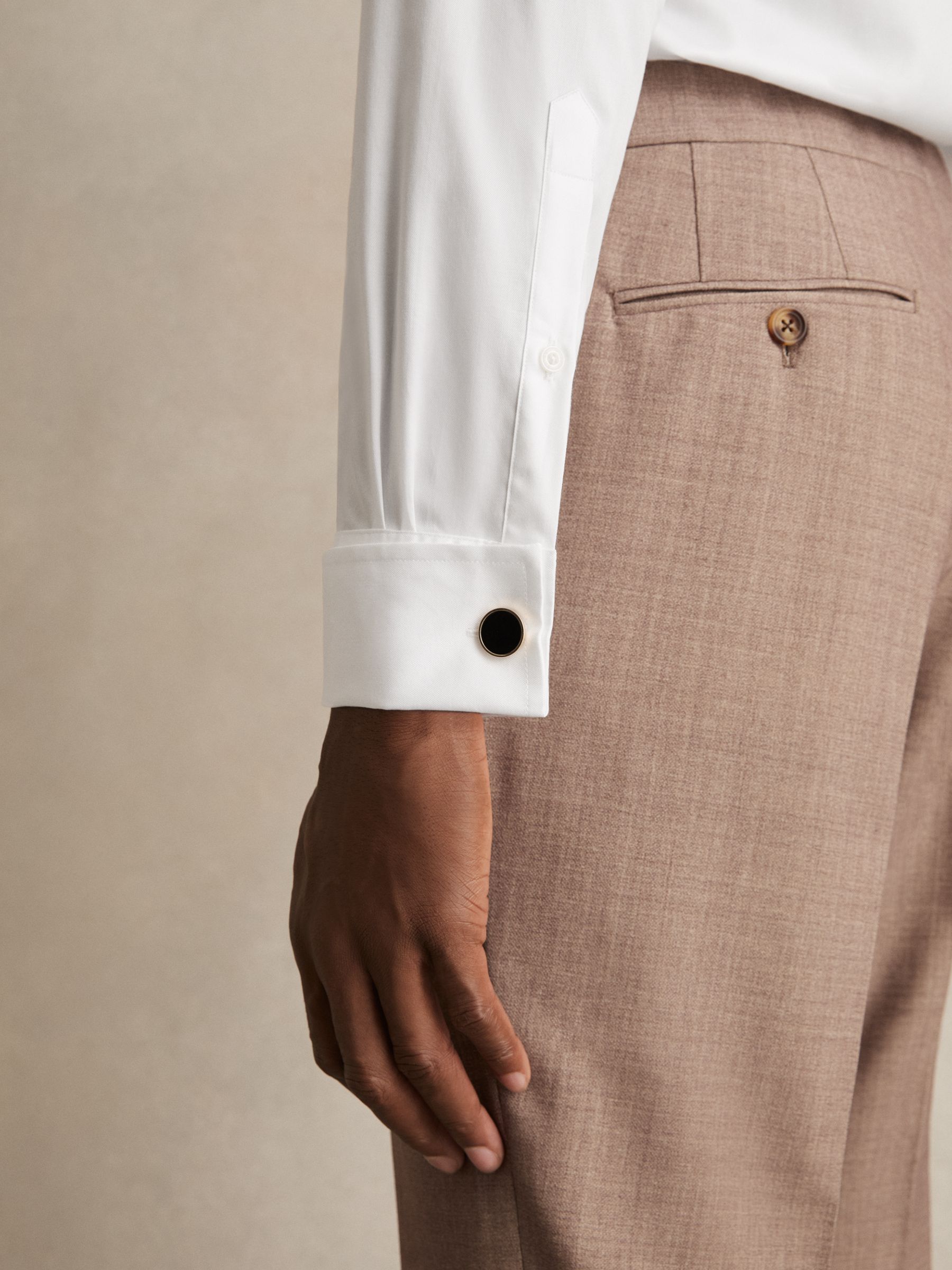 Double-Cuff Two-Fold Cotton Shirt in White - Image 3 of 8