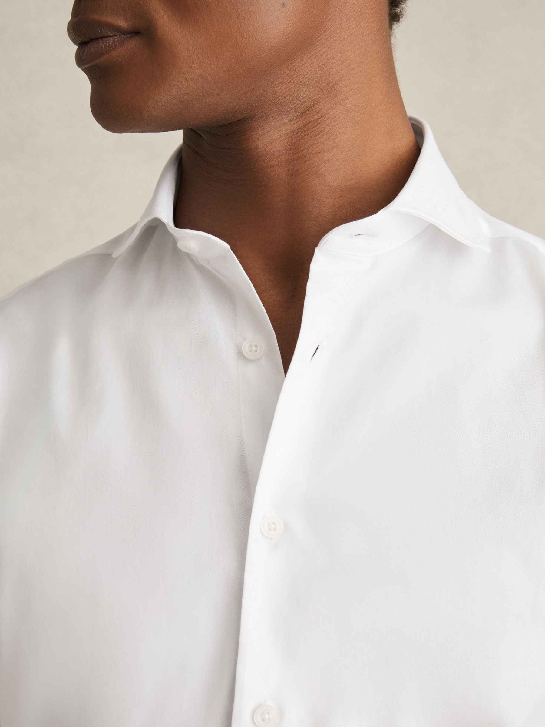 Double-Cuff Two-Fold Cotton Shirt in White - Image 6 of 8