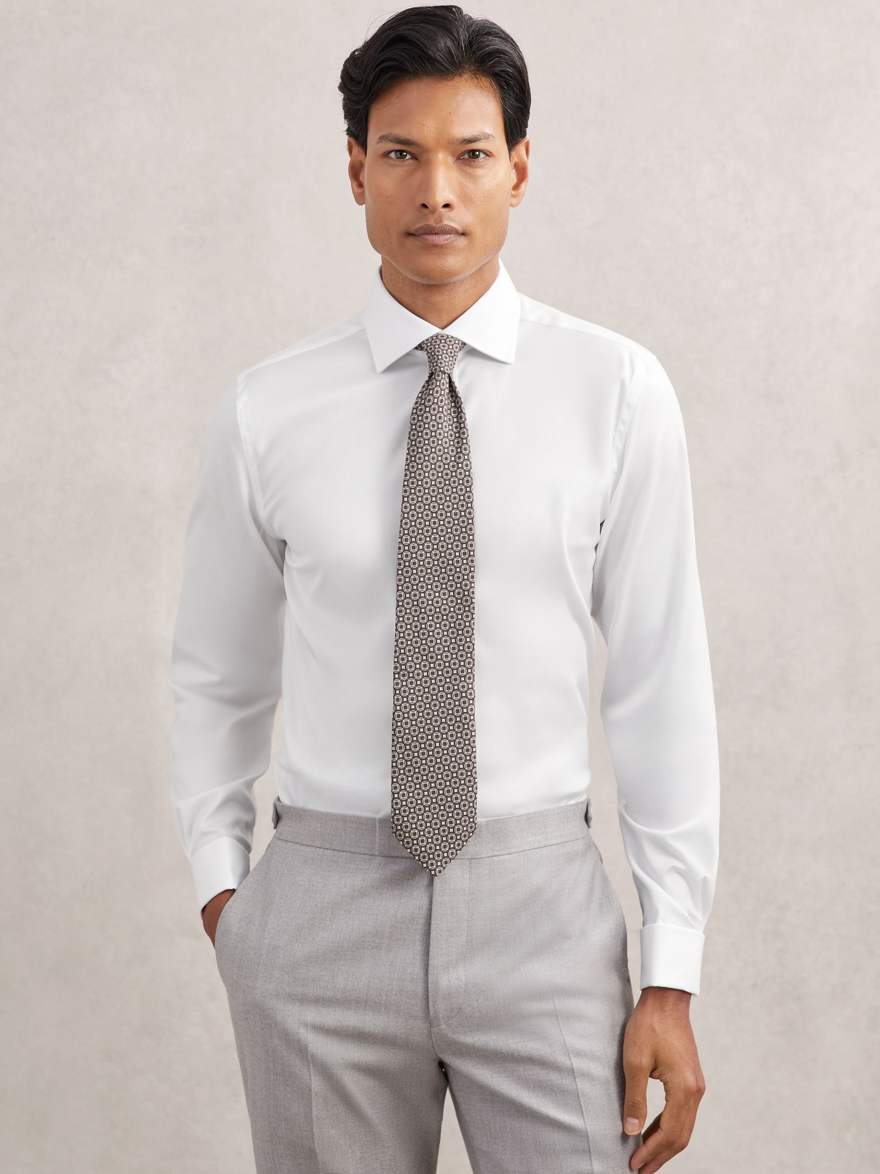 Regular Fit Stretch Double-Cuff Shirt Cotton-Blend in White - Image 1 of 7