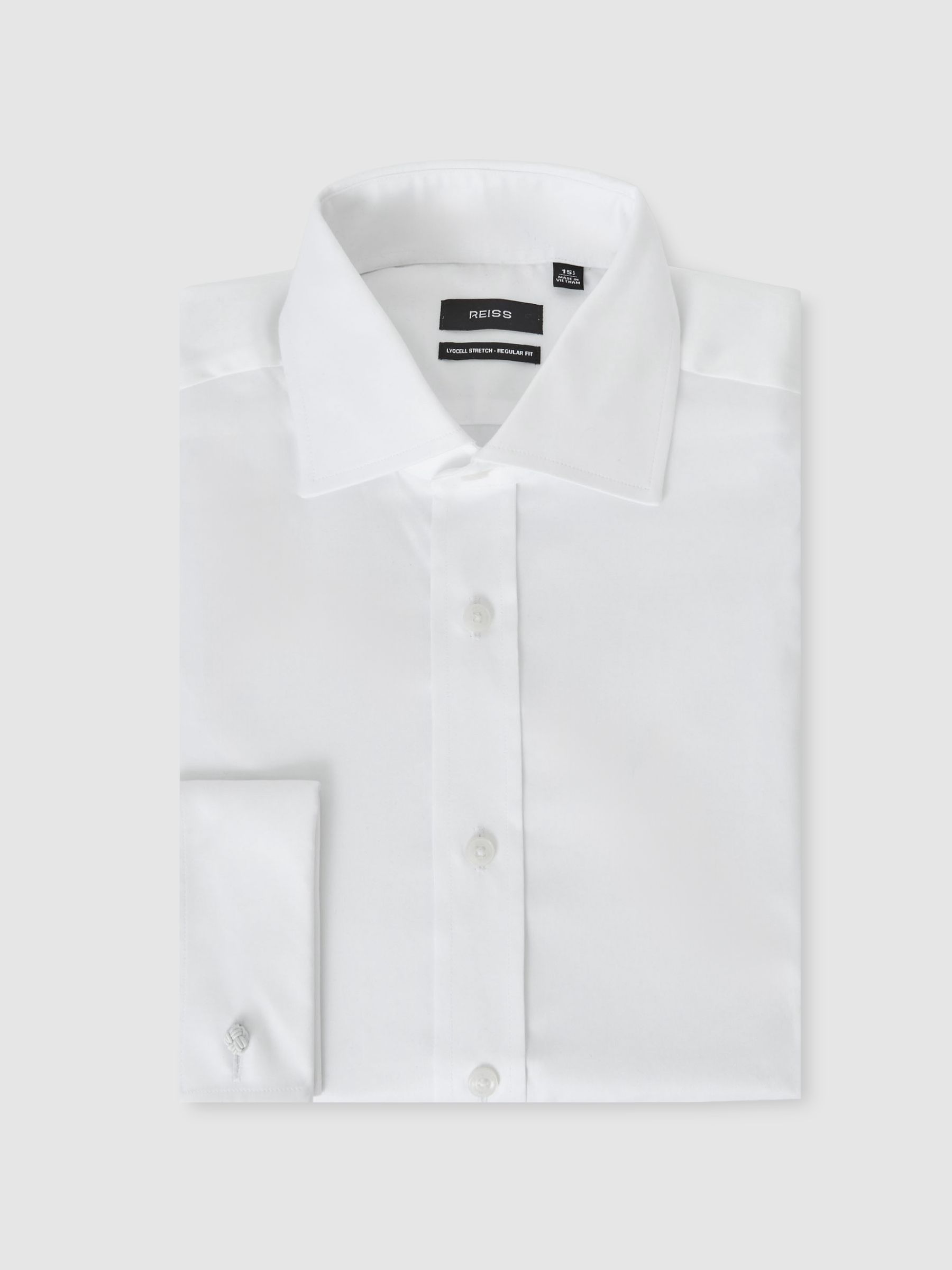 Regular Fit Stretch Double-Cuff Shirt Cotton-Blend in White - Image 2 of 7