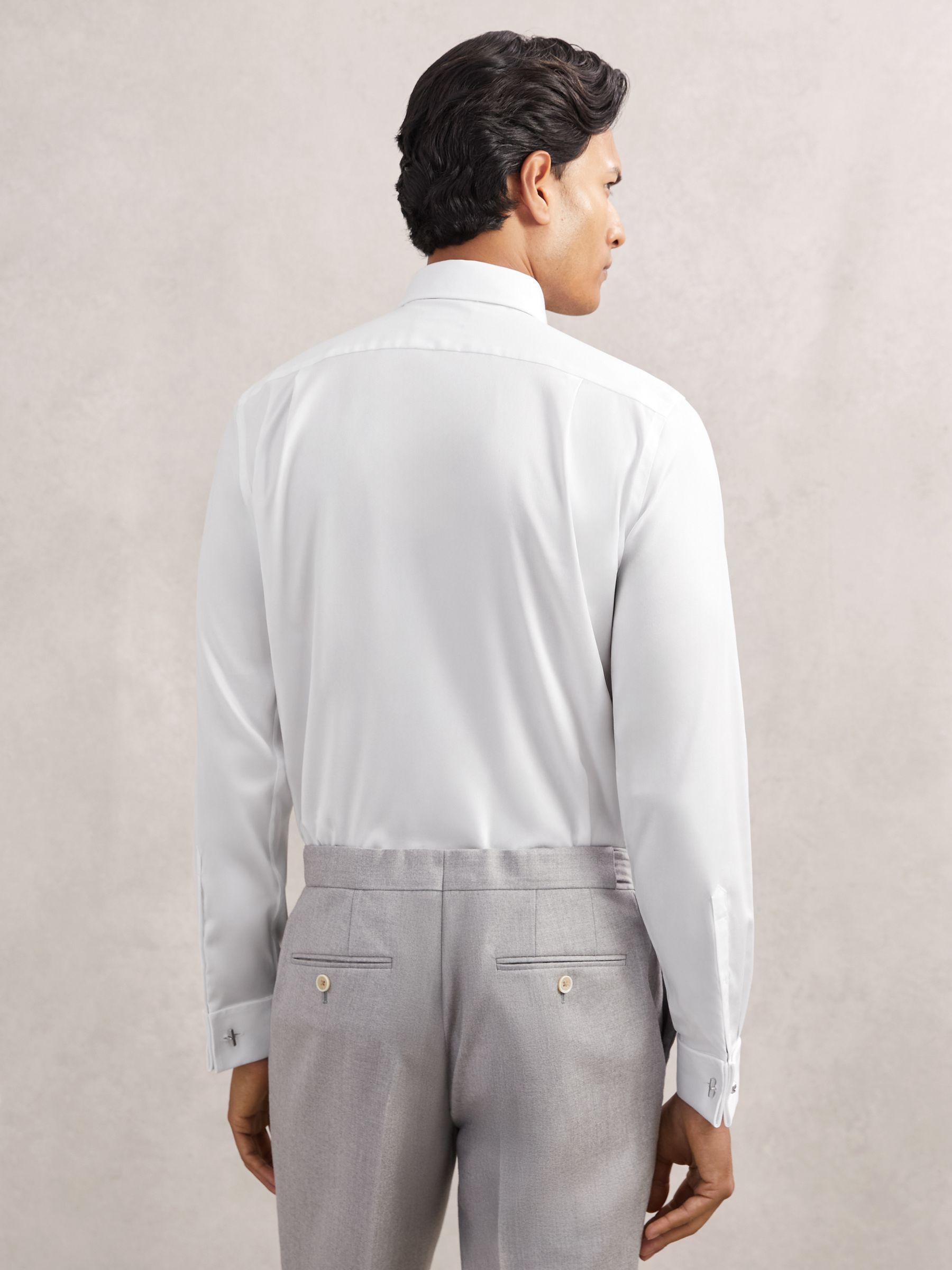Regular Fit Stretch Double-Cuff Shirt Cotton-Blend in White - Image 5 of 7