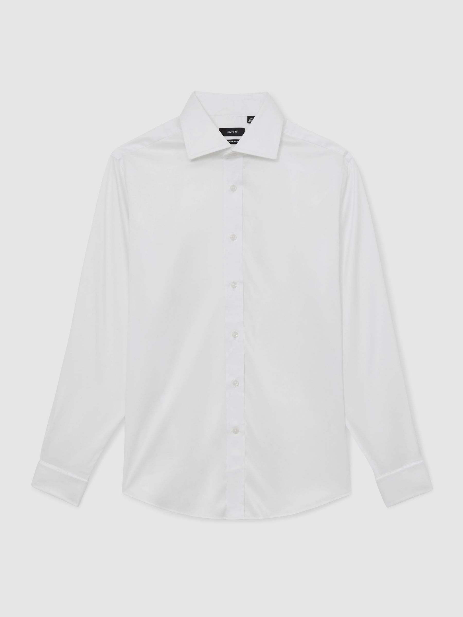 Regular Fit Stretch Double-Cuff Shirt Cotton-Blend in White - Image 7 of 7