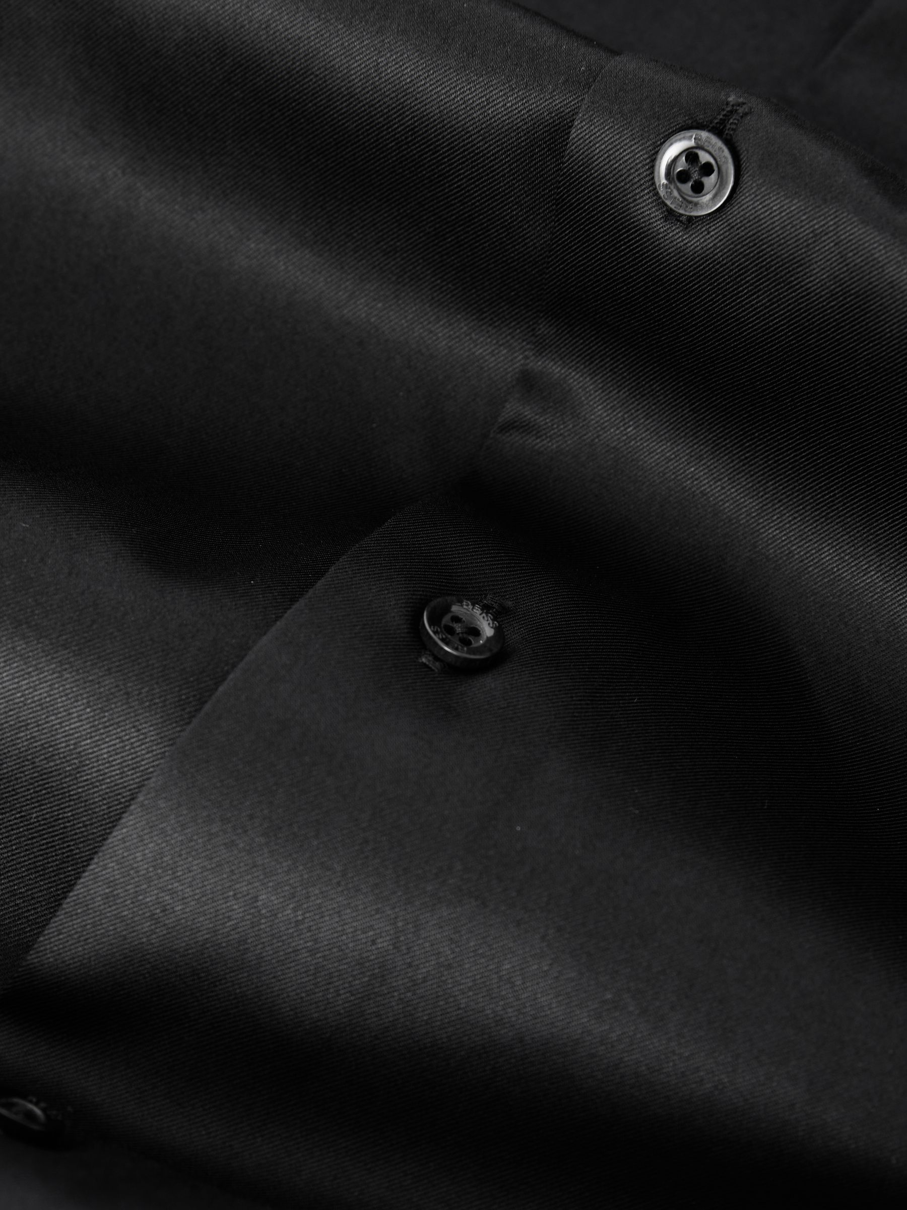 Slim Fit Cotton Double-Cuff Shirt in Black - image 3
