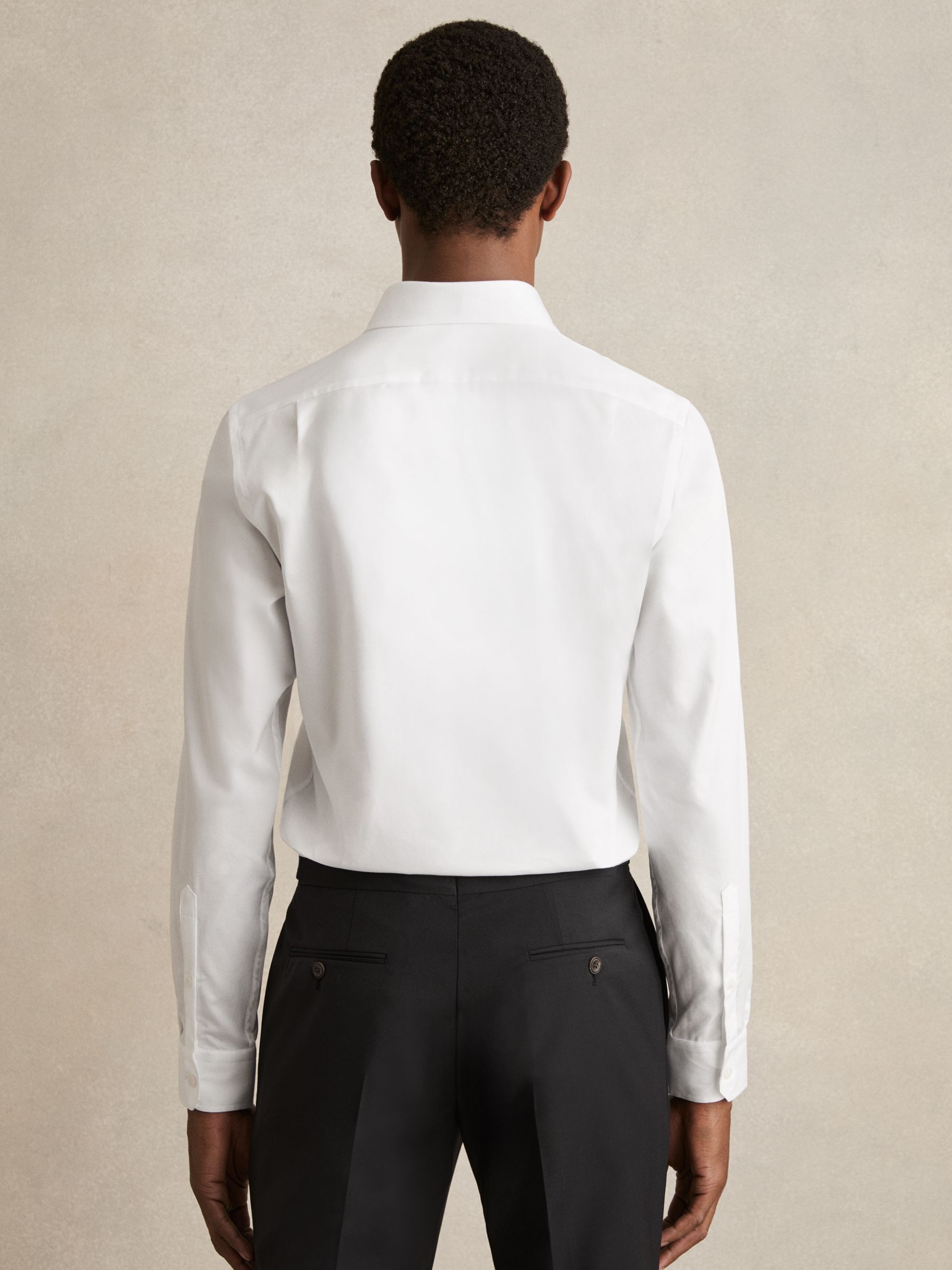Regular Fit Cotton Double-Cuff Shirt in White - Image 5 of 8