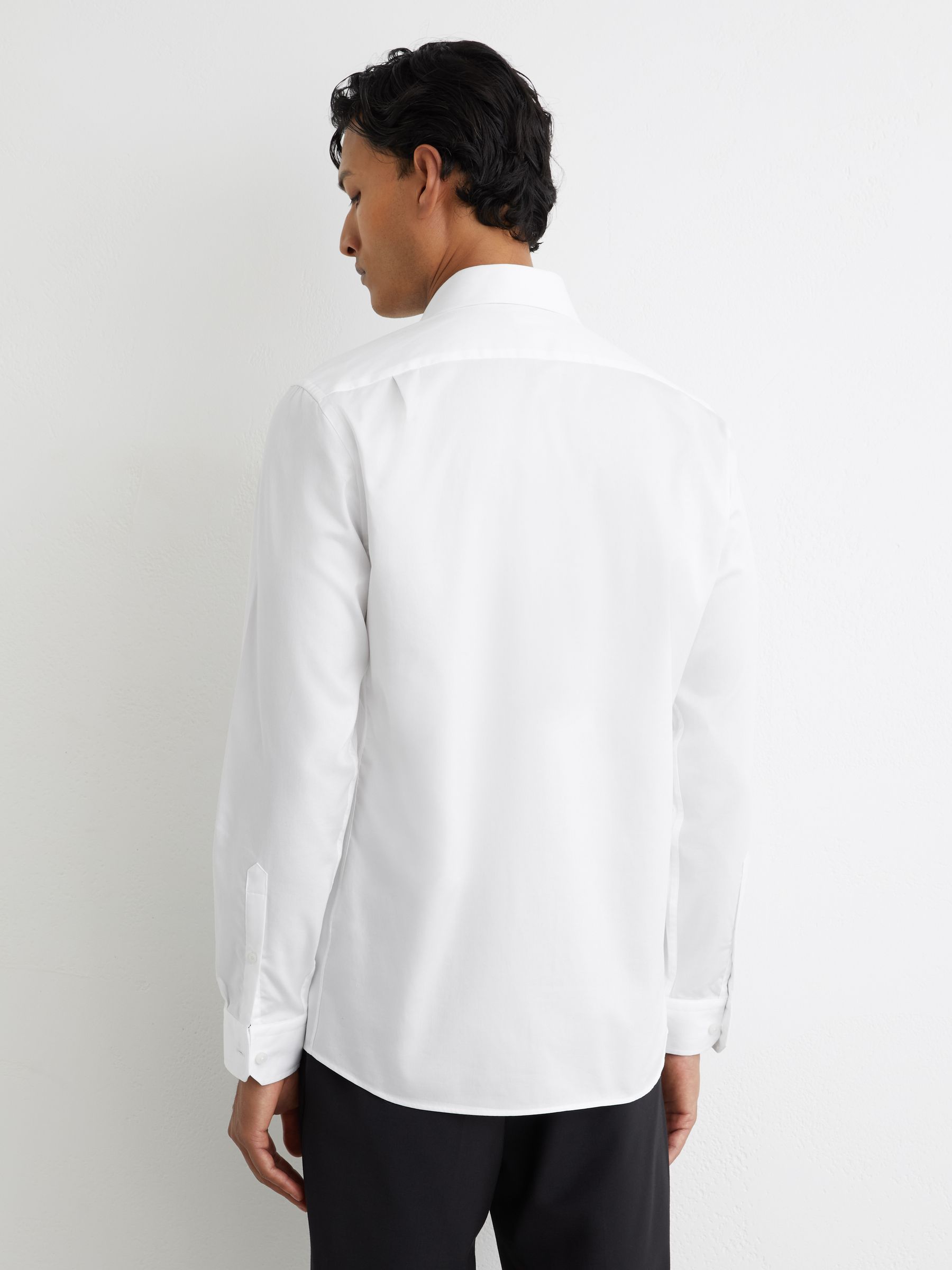 Regular Fit Cotton Double-Cuff Shirt in White - image 4