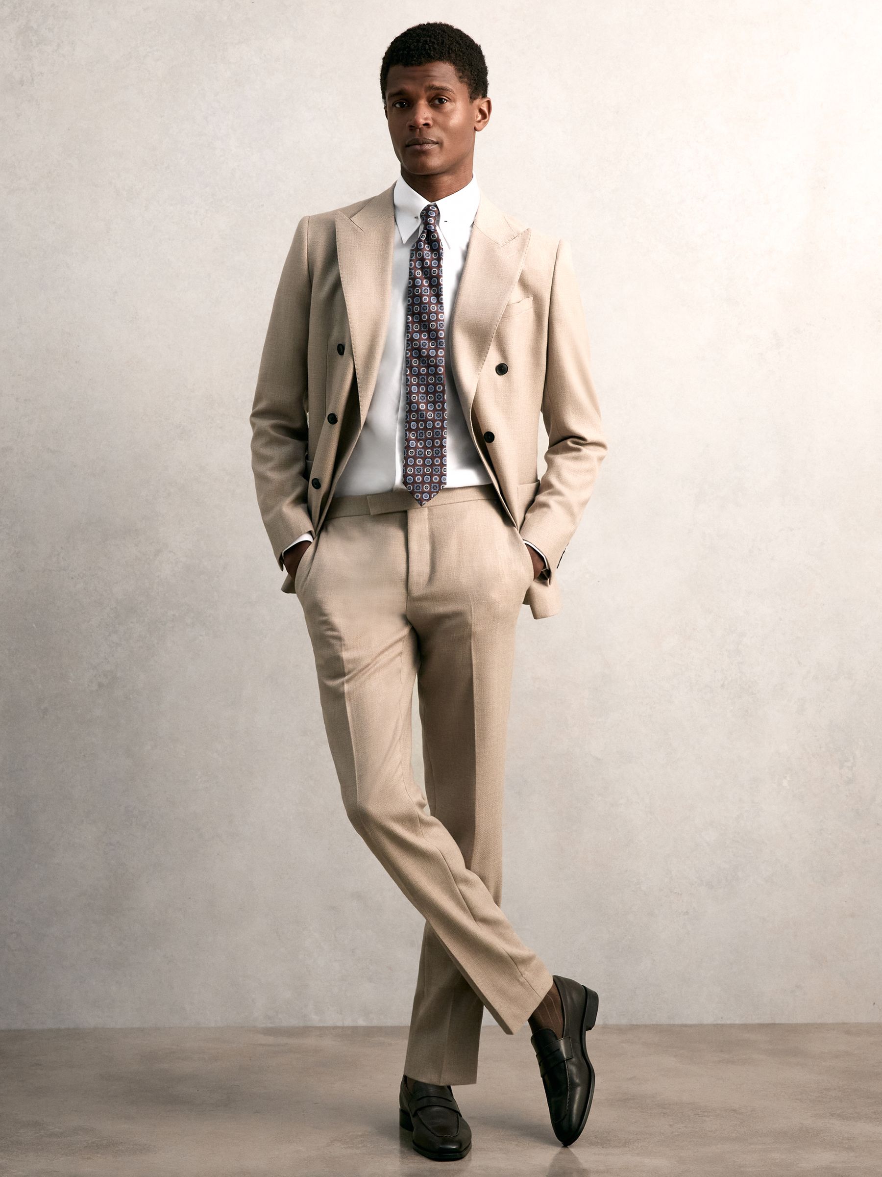 Slim Fit Cotton Pin Collar Shirt in White - Image 6 of 7