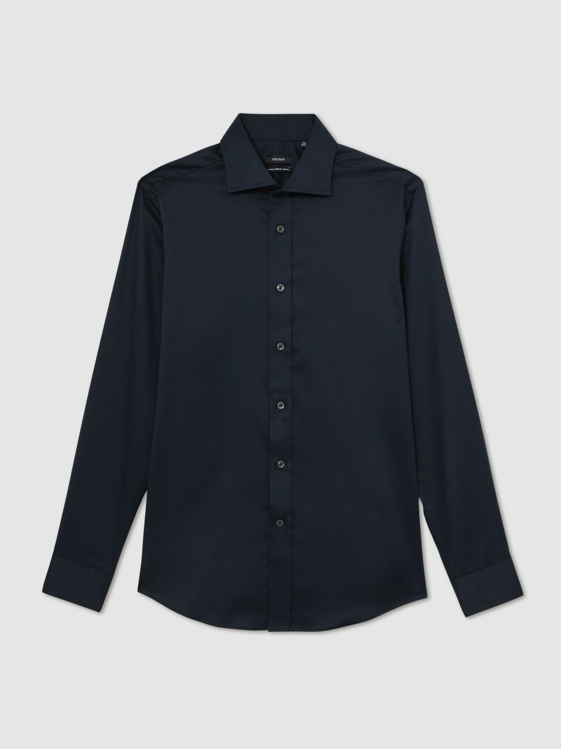 Slim Fit Cotton-Blend Stretch Shirt in Blue - image 1