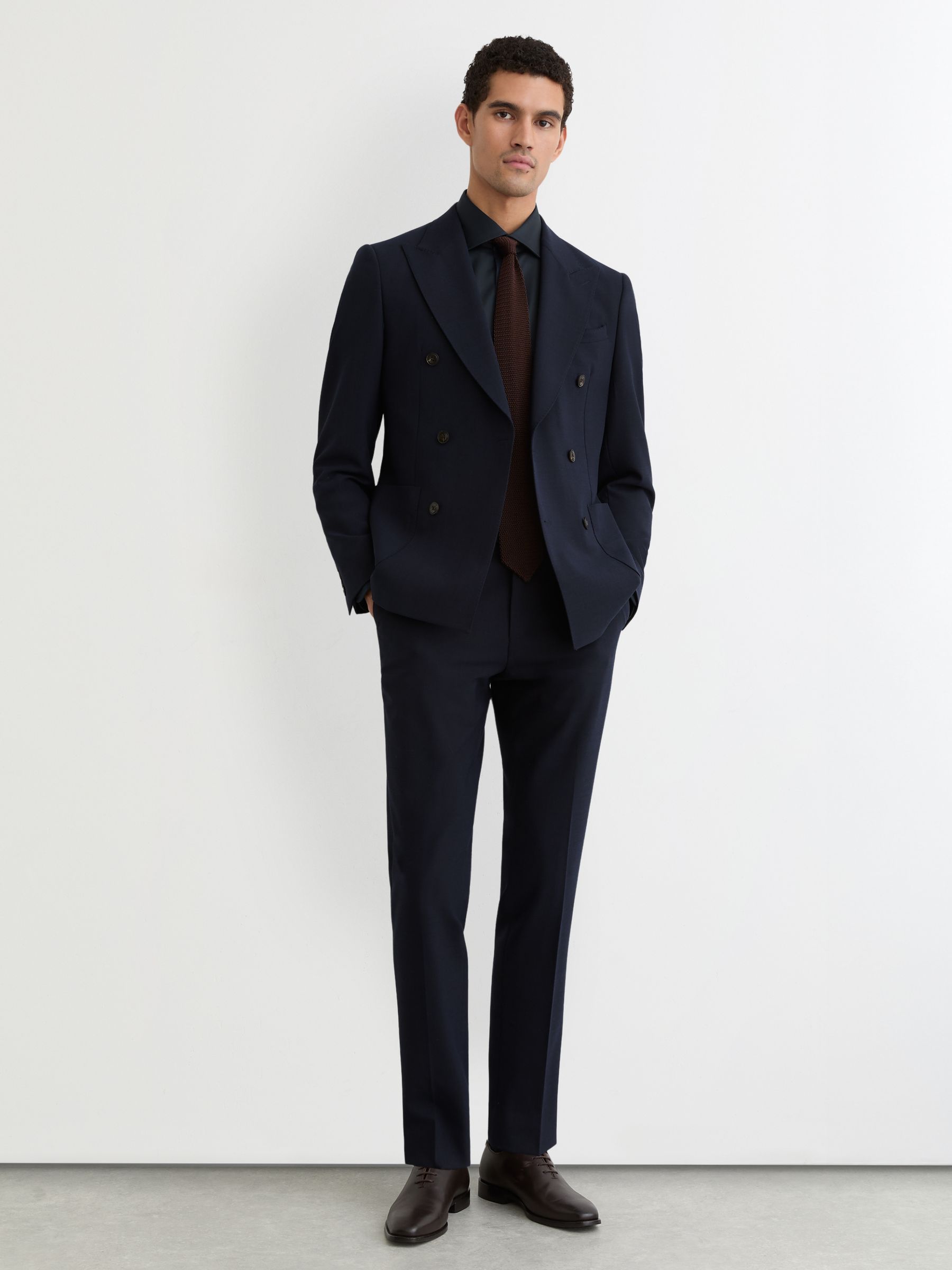 Slim Fit Cotton-Tencel Stretch Shirt in Blue - Image 4 of 8