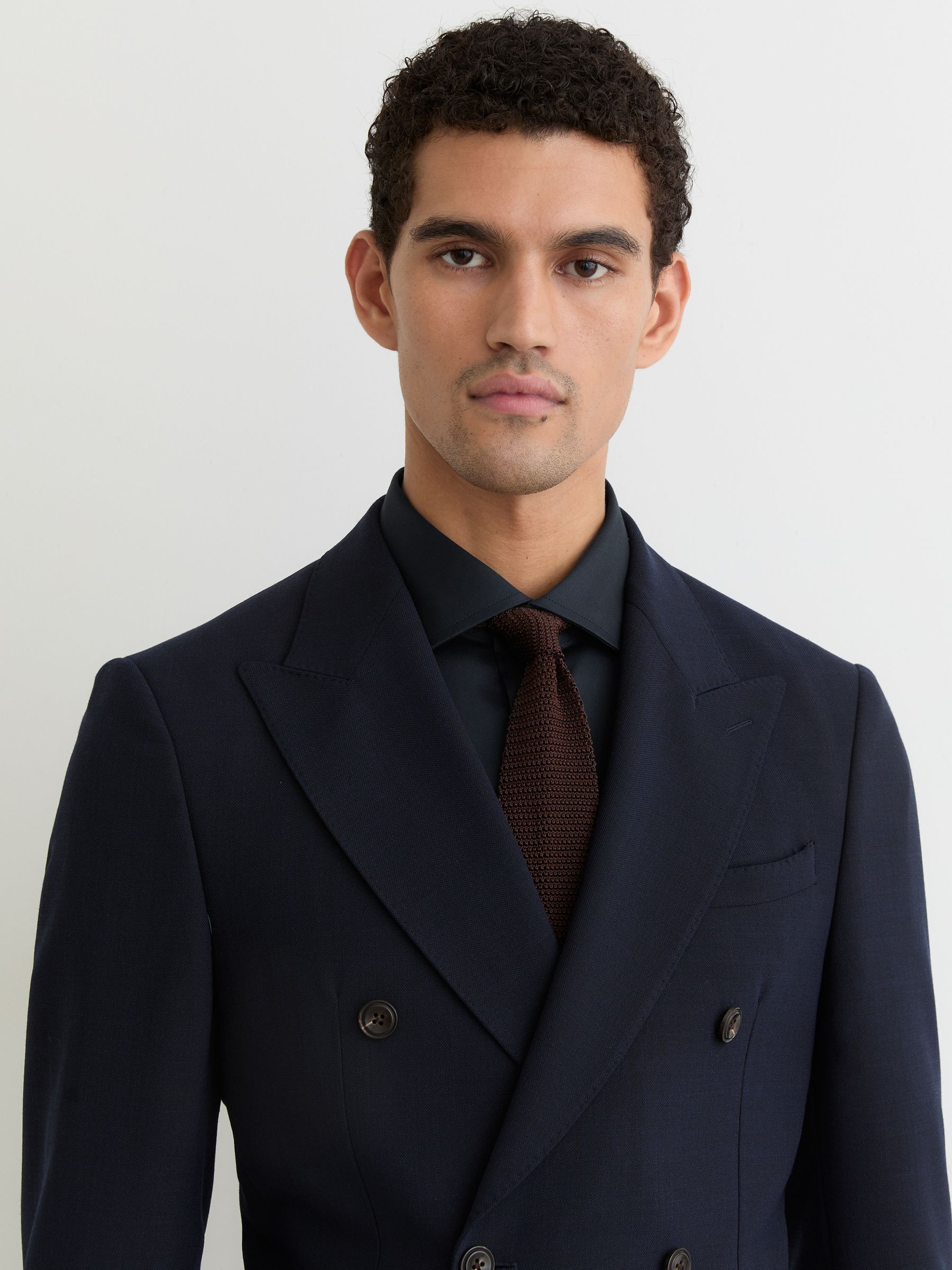 Slim Fit Cotton-Tencel Stretch Shirt in Blue - Image 5 of 8