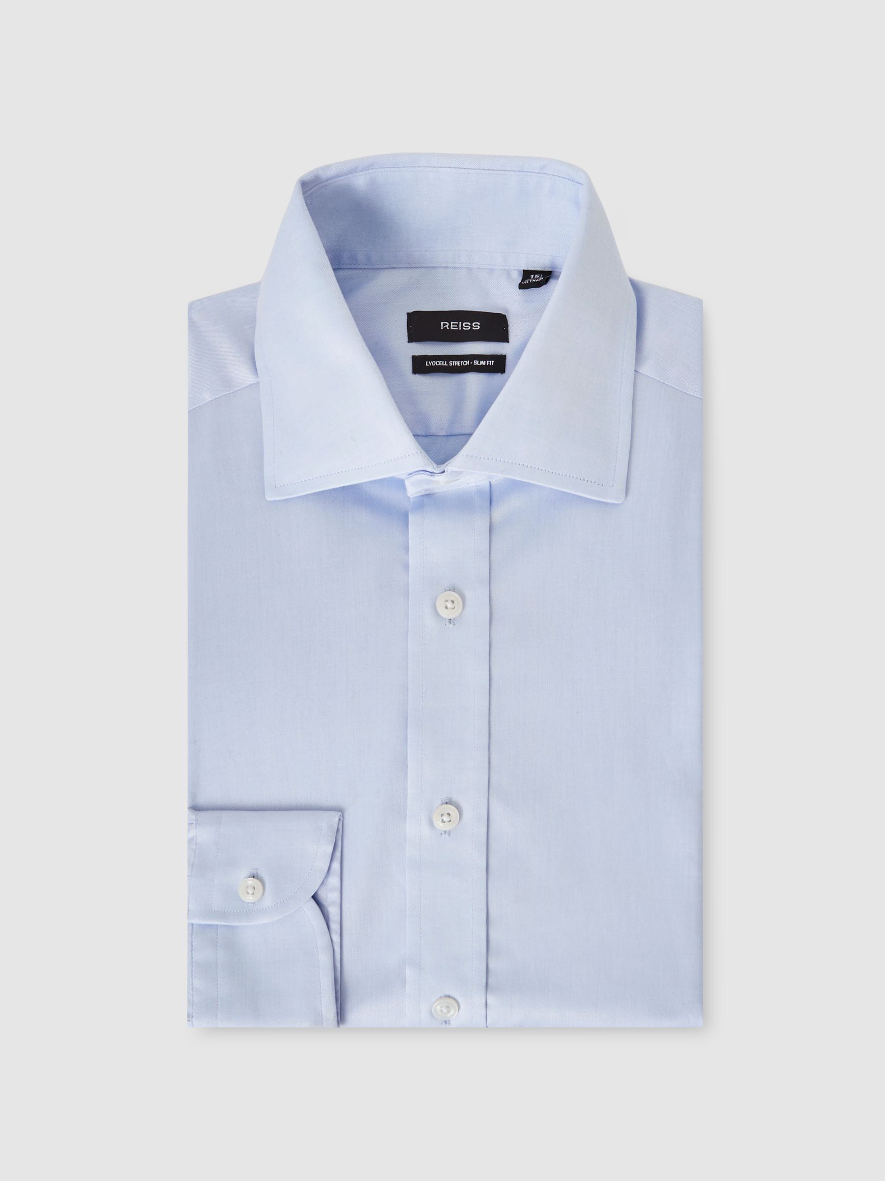 Slim Fit Cotton-Blend Stretch Shirt in Soft Blue - image 1